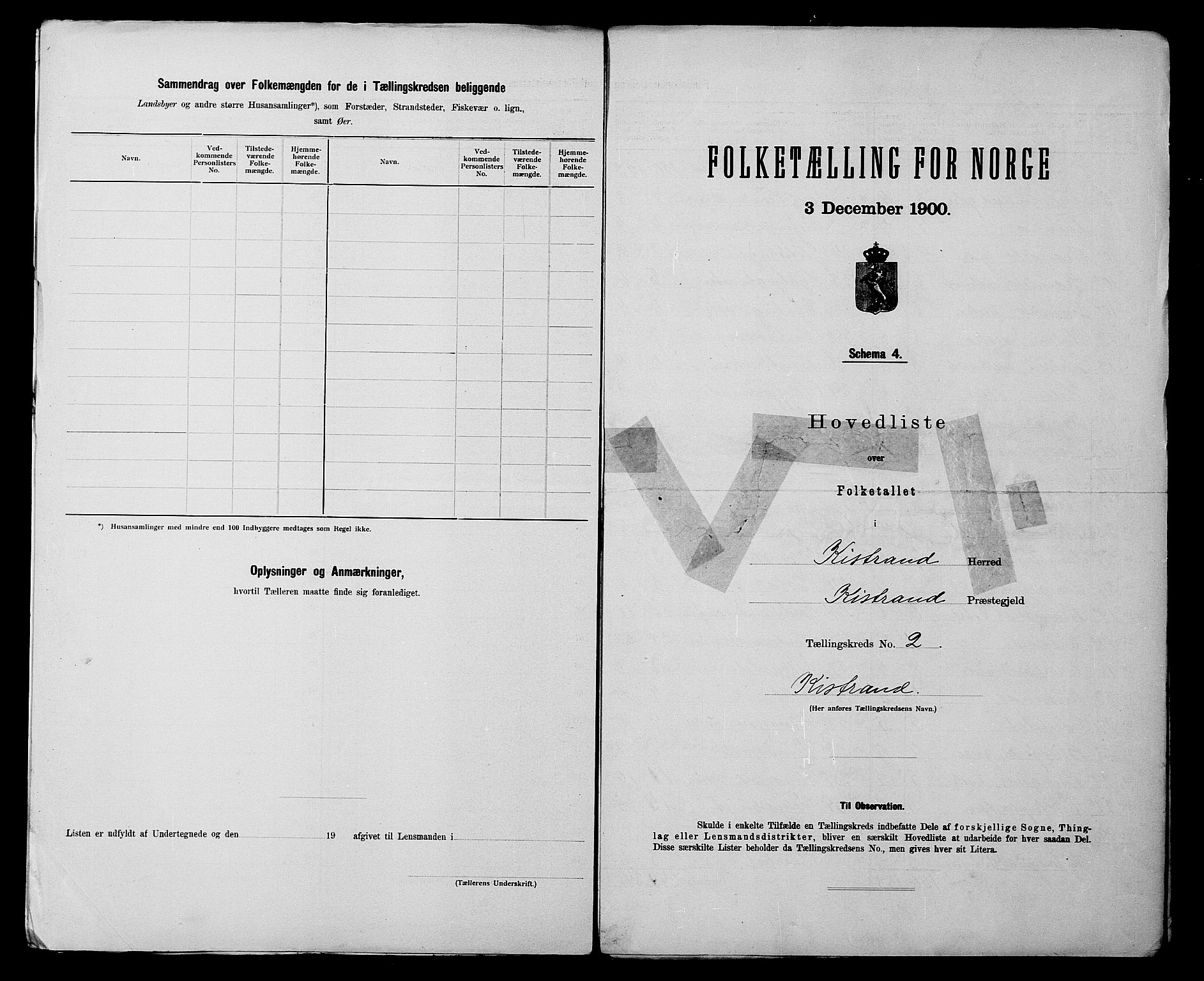 SATØ, 1900 census for Kistrand, 1900, p. 6