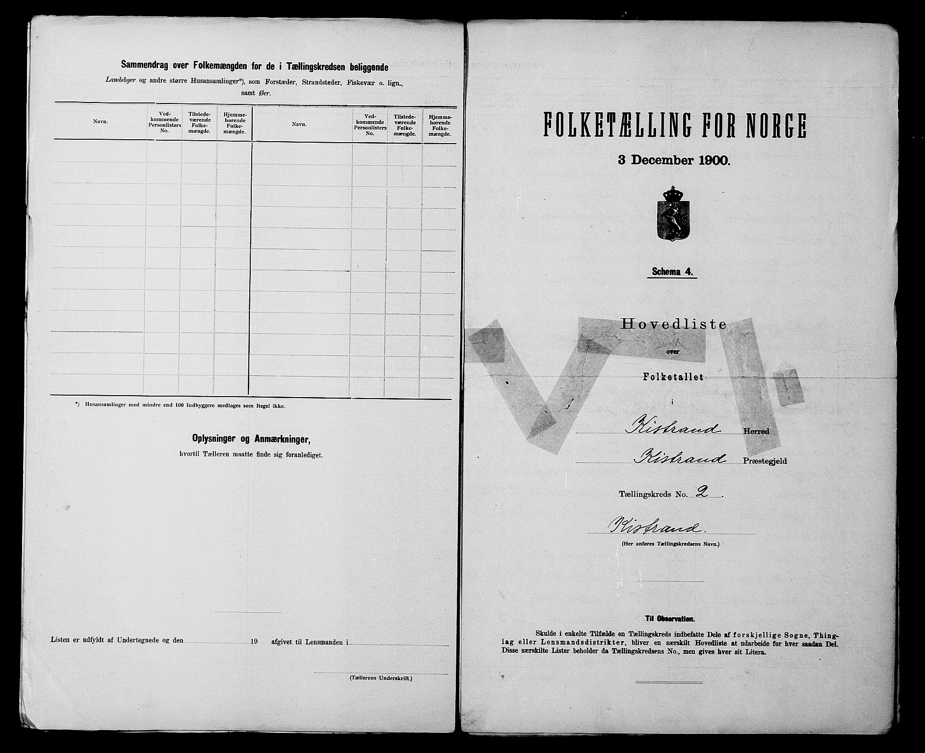 SATØ, 1900 census for Kistrand, 1900, p. 6