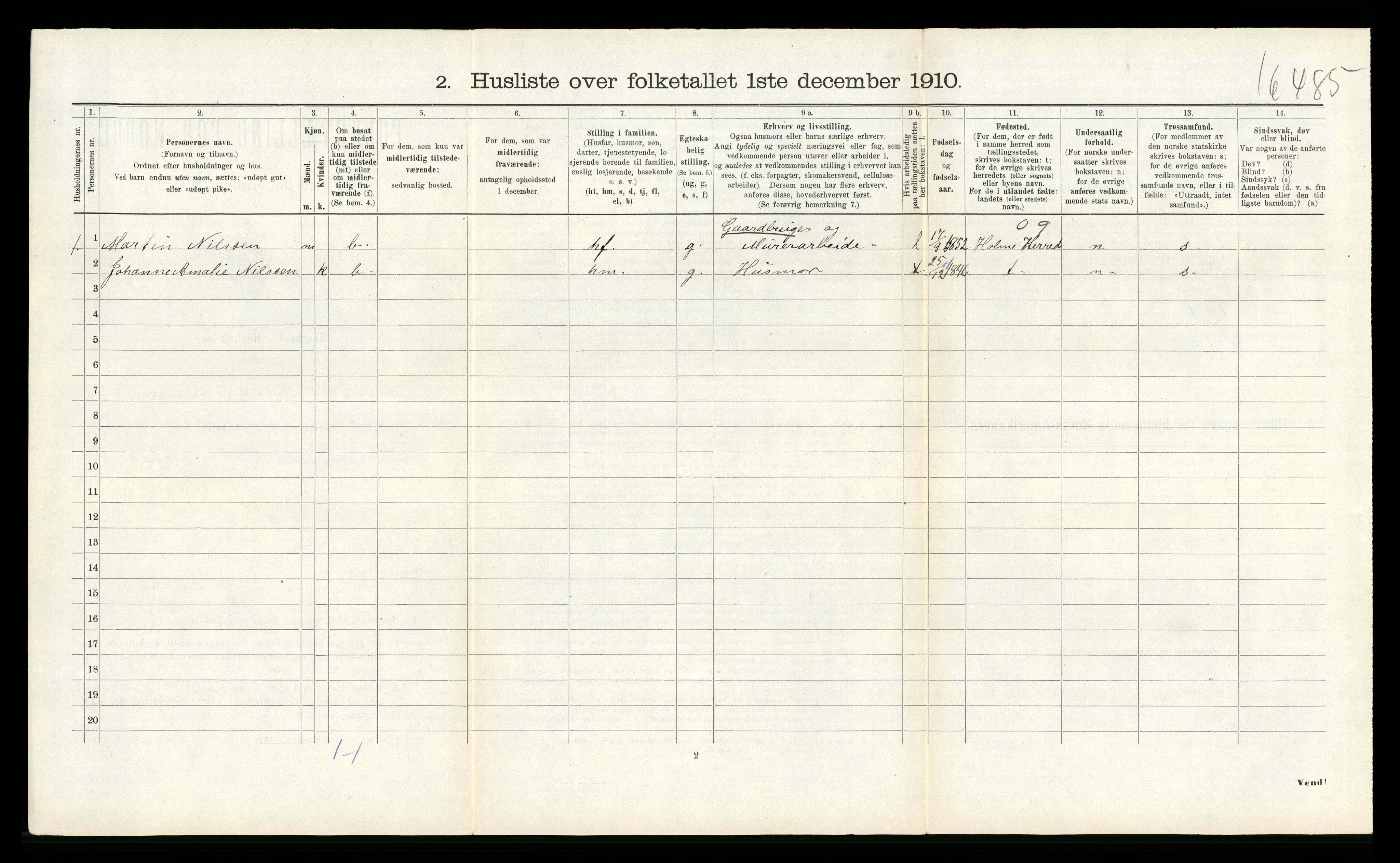 RA, 1910 census for Halse og Harkmark, 1910, p. 563