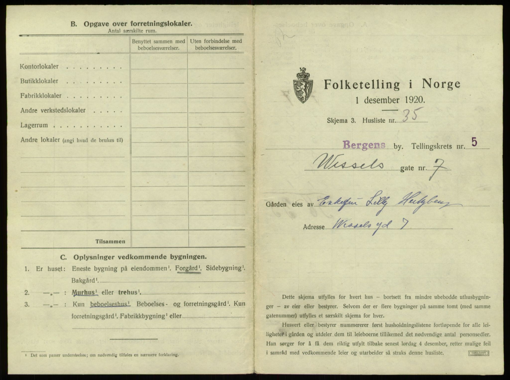 SAB, 1920 census for Bergen, 1920, p. 900