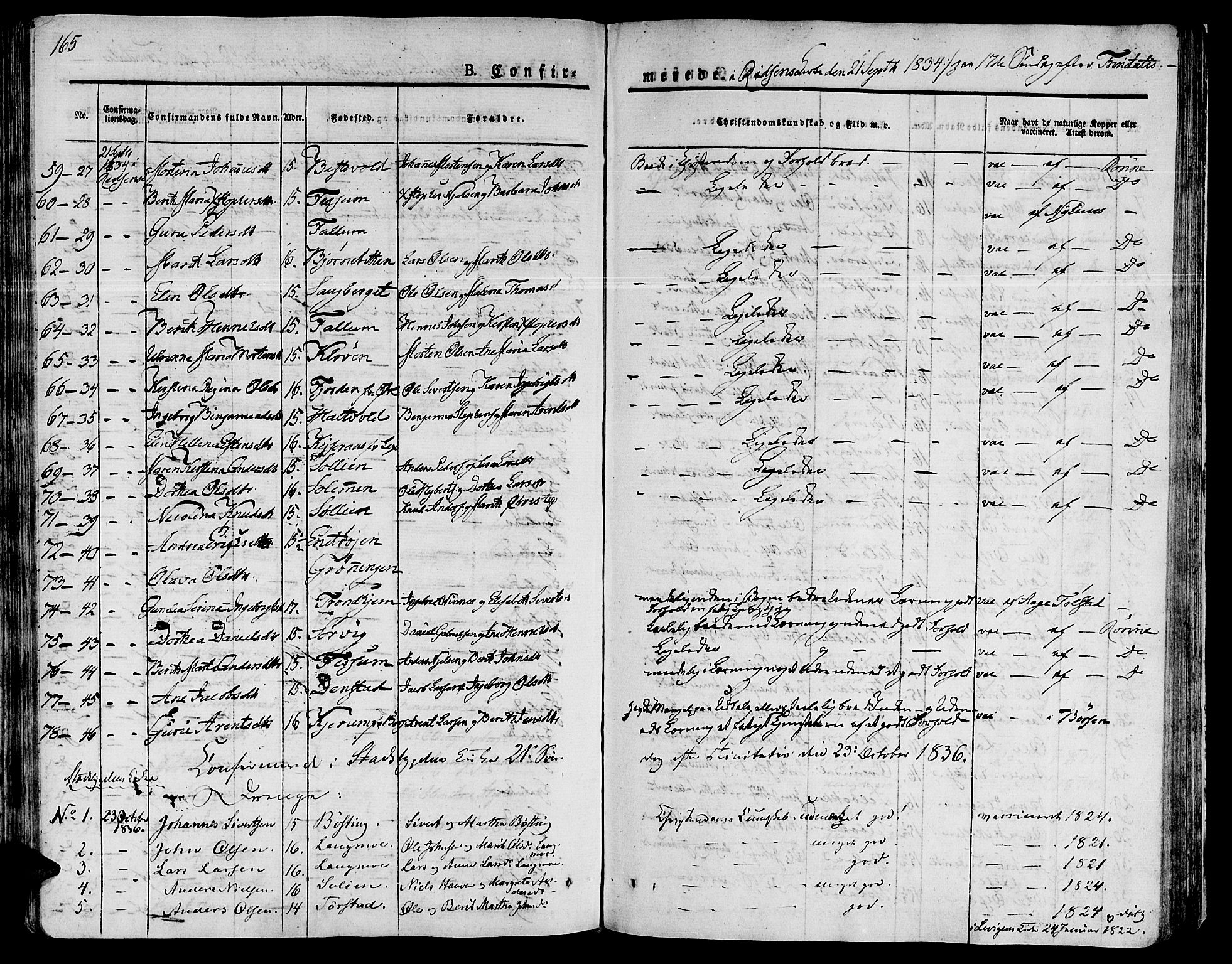 Ministerialprotokoller, klokkerbøker og fødselsregistre - Sør-Trøndelag, SAT/A-1456/646/L0609: Parish register (official) no. 646A07, 1826-1838, p. 165