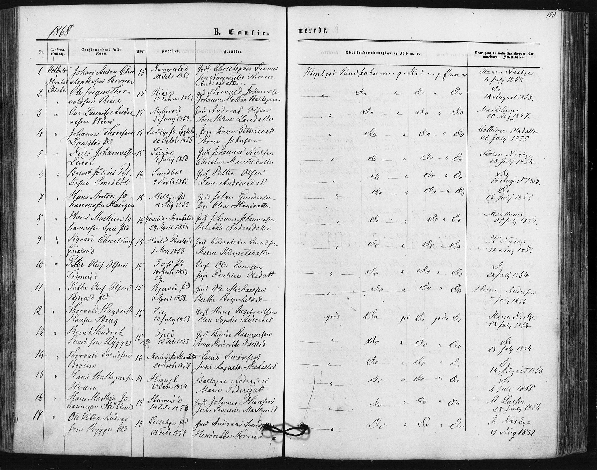 Hobøl prestekontor Kirkebøker, AV/SAO-A-2002/F/Fa/L0004: Parish register (official) no. I 4, 1865-1877, p. 120