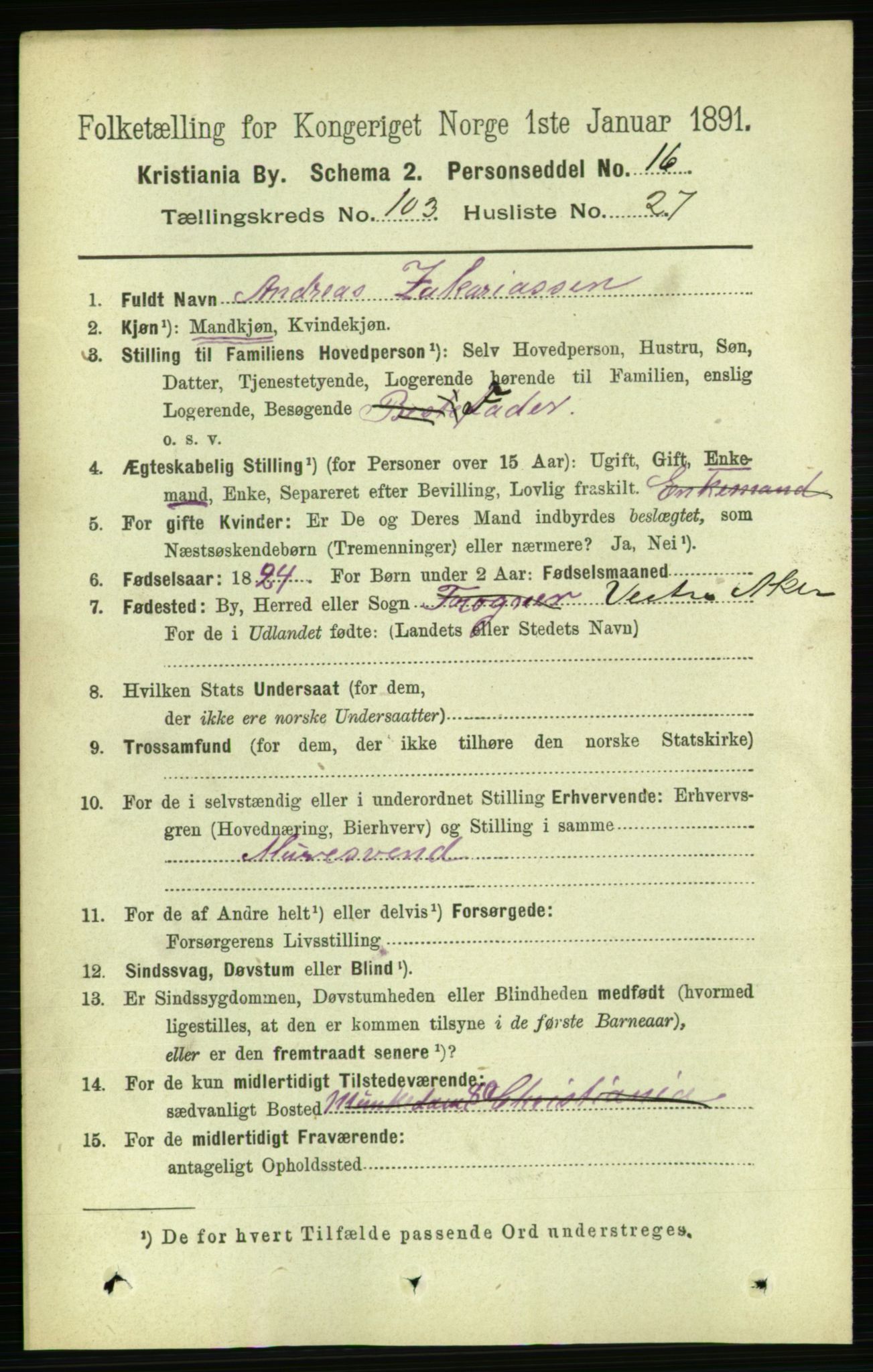 RA, 1891 census for 0301 Kristiania, 1891, p. 51755