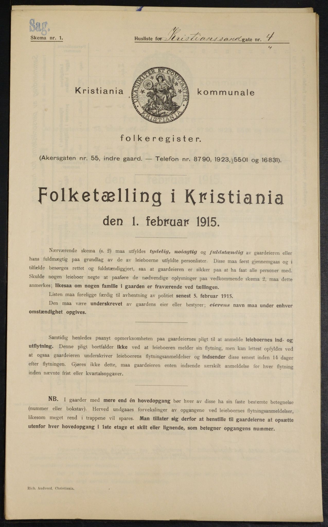 OBA, Municipal Census 1915 for Kristiania, 1915, p. 53766