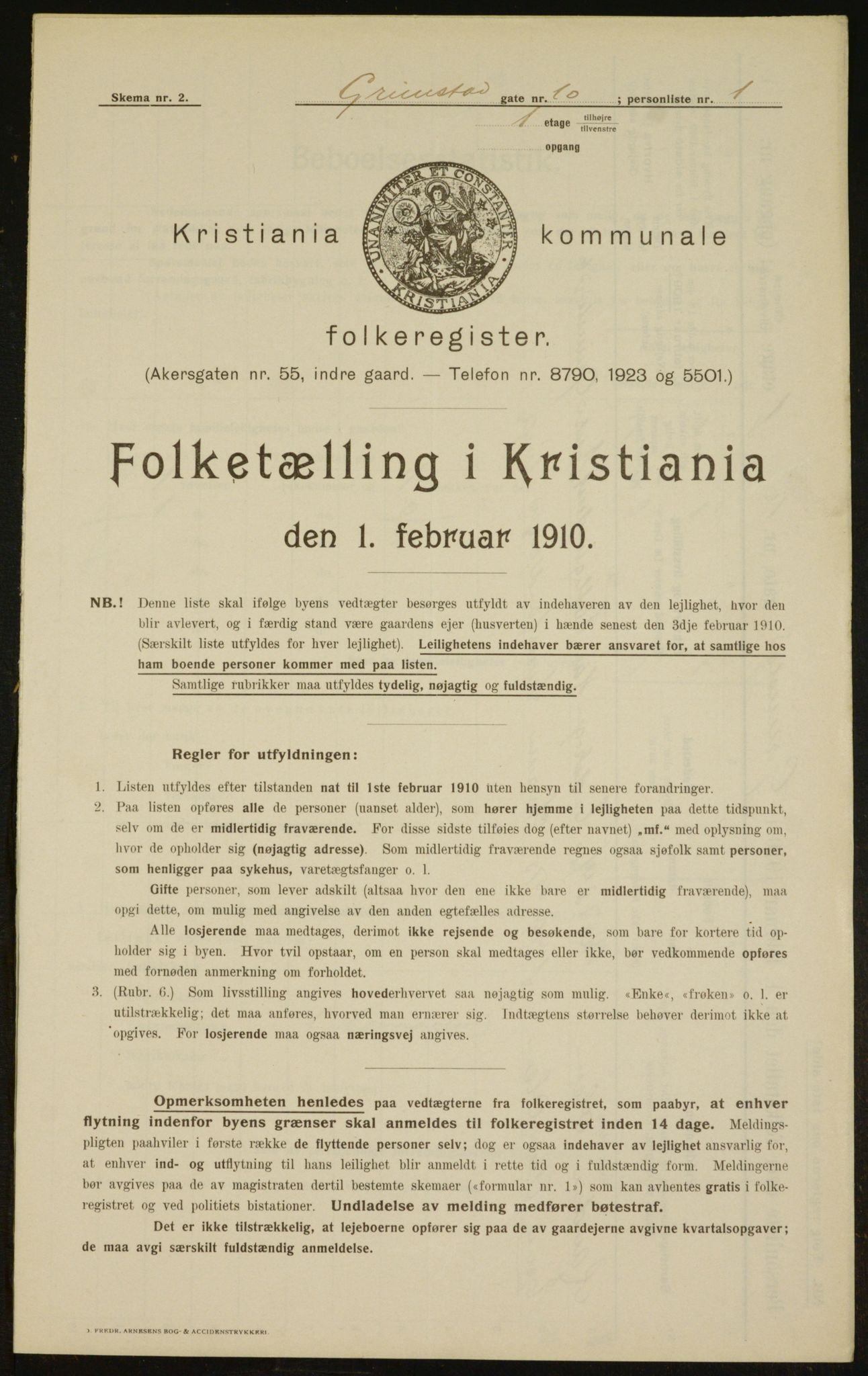 OBA, Municipal Census 1910 for Kristiania, 1910, p. 28485