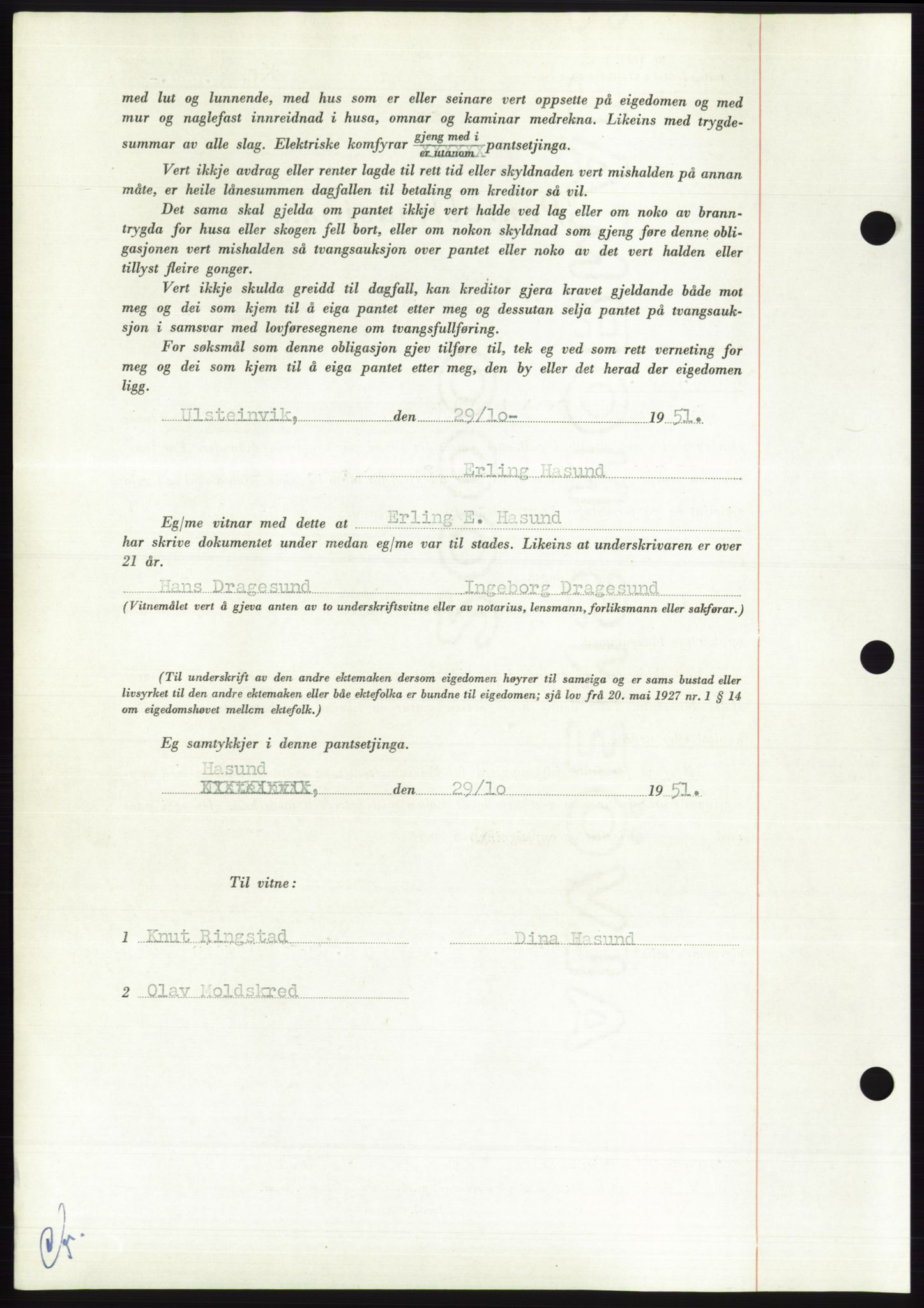 Søre Sunnmøre sorenskriveri, AV/SAT-A-4122/1/2/2C/L0120: Mortgage book no. 8B, 1951-1951, Diary no: : 2055/1951