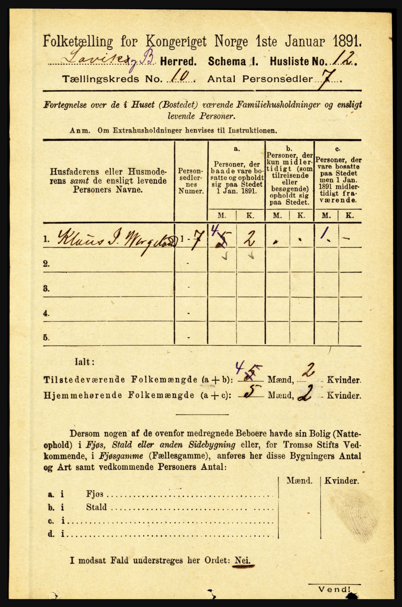 RA, 1891 census for 1415 Lavik og Brekke, 1891, p. 1968