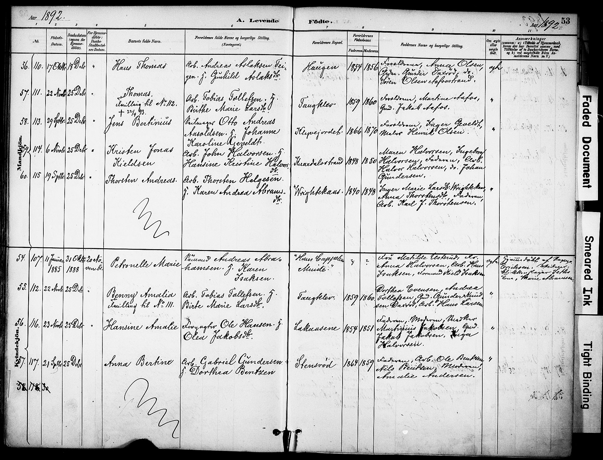 Solum kirkebøker, SAKO/A-306/F/Fa/L0010: Parish register (official) no. I 10, 1888-1898, p. 53