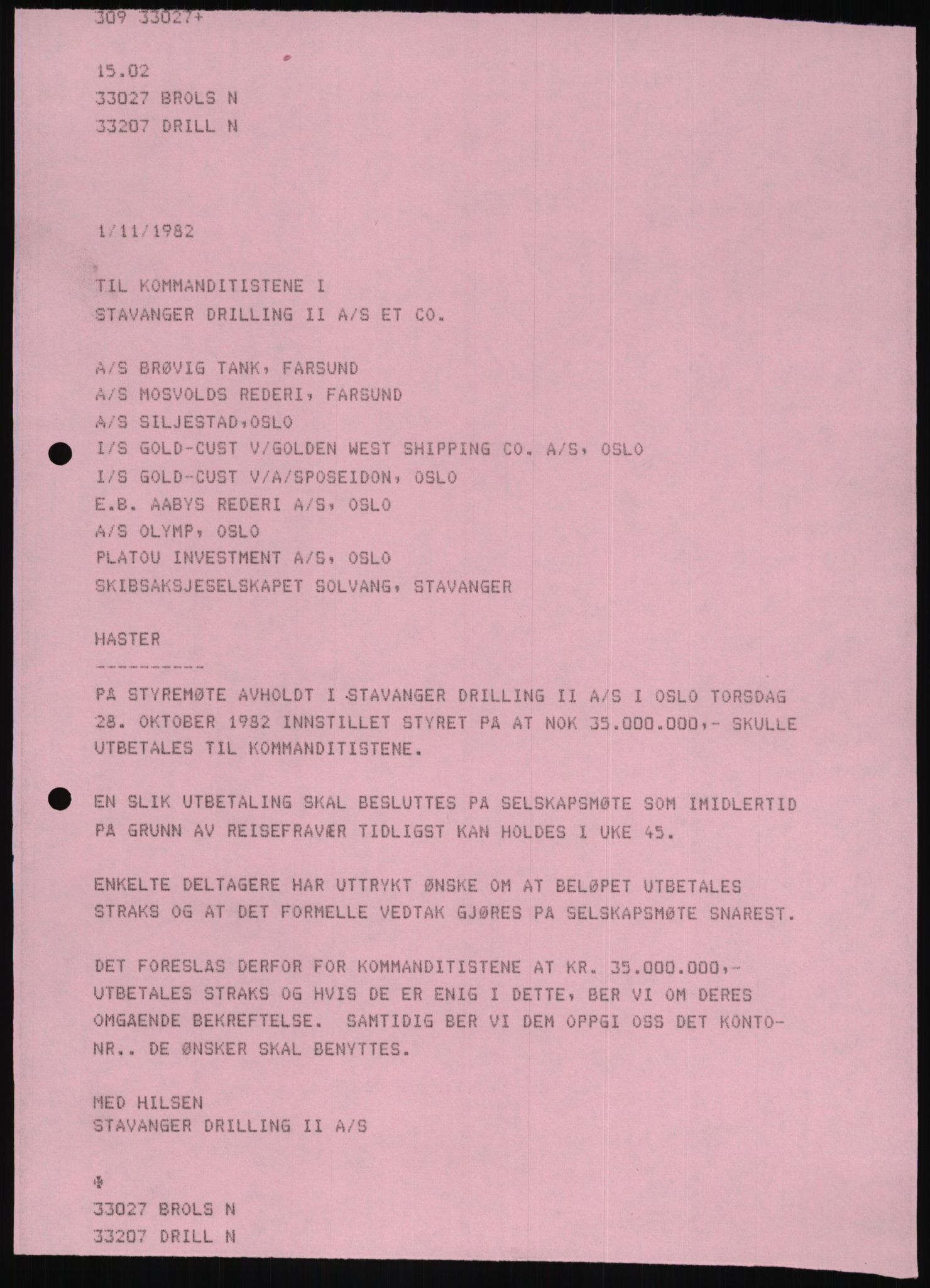 Pa 1503 - Stavanger Drilling AS, SAST/A-101906/D/L0006: Korrespondanse og saksdokumenter, 1974-1984, p. 409