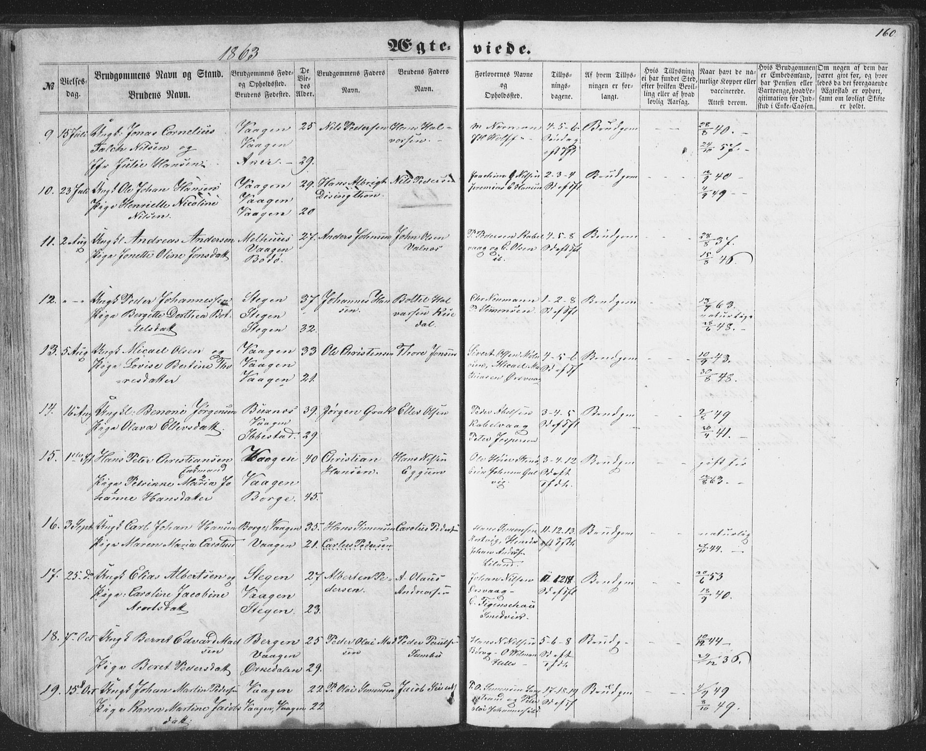 Ministerialprotokoller, klokkerbøker og fødselsregistre - Nordland, SAT/A-1459/874/L1073: Parish register (copy) no. 874C02, 1860-1870, p. 160
