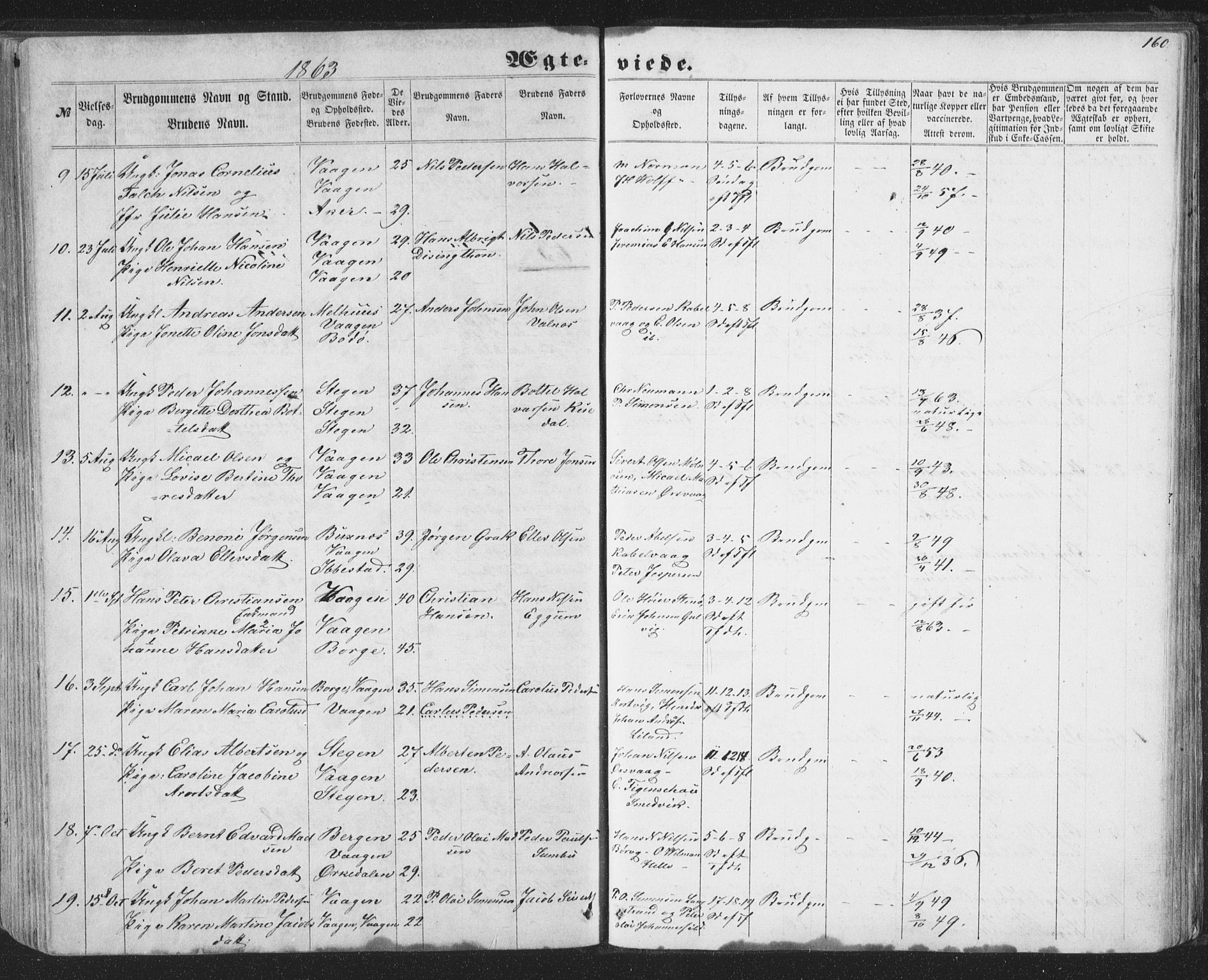 Ministerialprotokoller, klokkerbøker og fødselsregistre - Nordland, AV/SAT-A-1459/874/L1073: Parish register (copy) no. 874C02, 1860-1870, p. 160