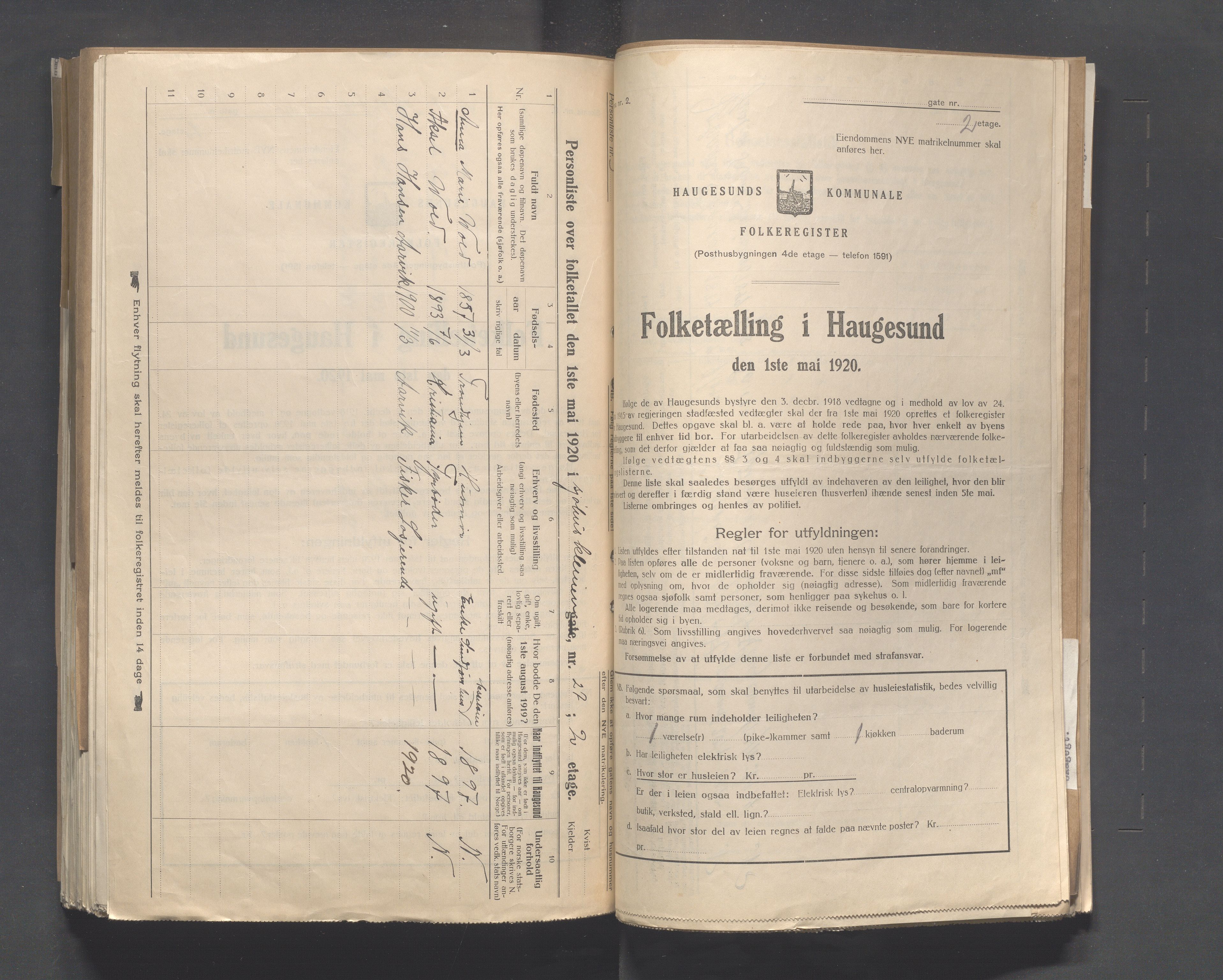 IKAR, Local census 1.5.1920 for Haugesund, 1920, p. 6290