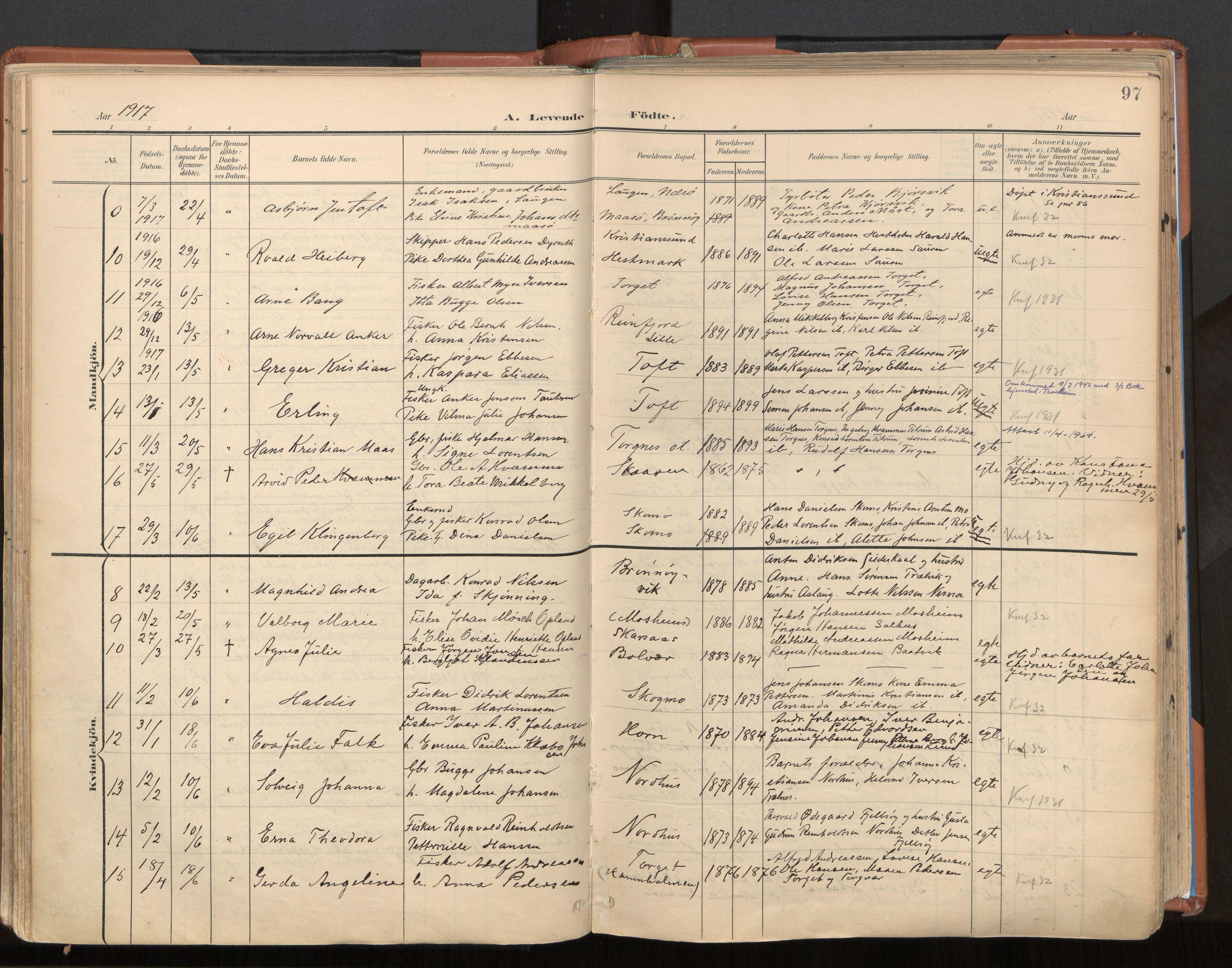 Ministerialprotokoller, klokkerbøker og fødselsregistre - Nordland, AV/SAT-A-1459/813/L0201: Parish register (official) no. 813A11, 1901-1918, p. 97