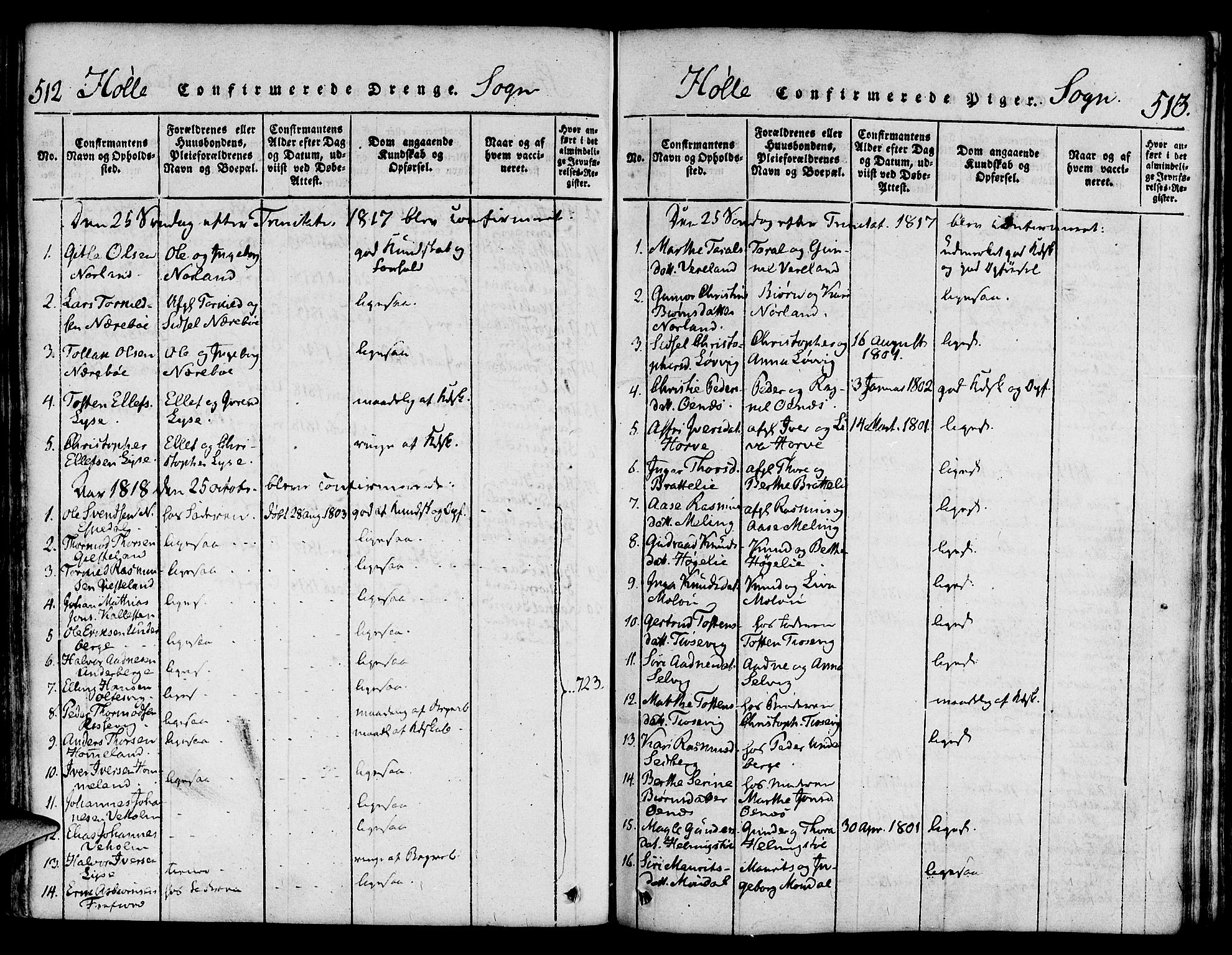 Strand sokneprestkontor, SAST/A-101828/H/Ha/Haa/L0004: Parish register (official) no. A 4 /2, 1816-1833, p. 512-513