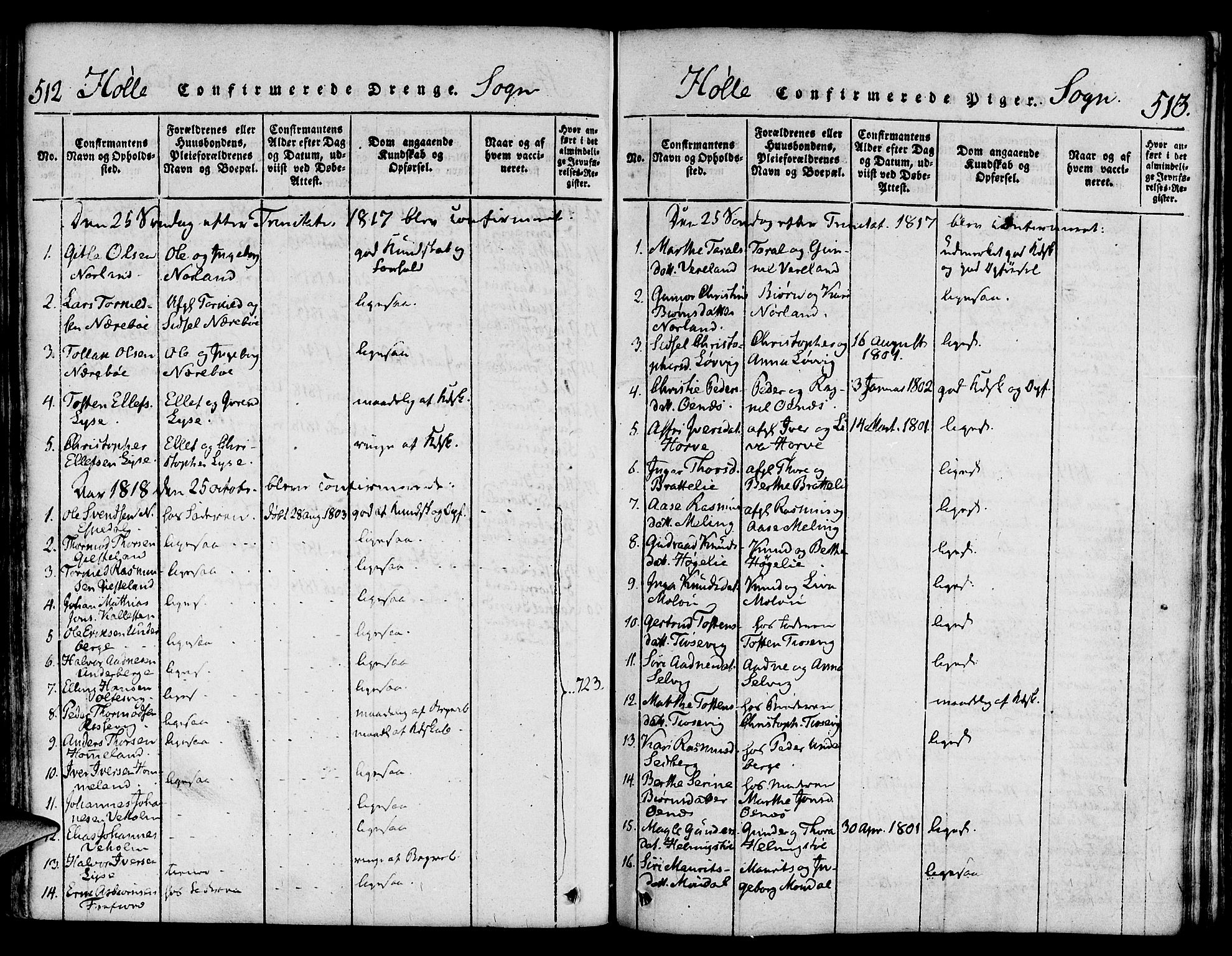 Strand sokneprestkontor, AV/SAST-A-101828/H/Ha/Haa/L0004: Parish register (official) no. A 4 /2, 1816-1833, p. 512-513