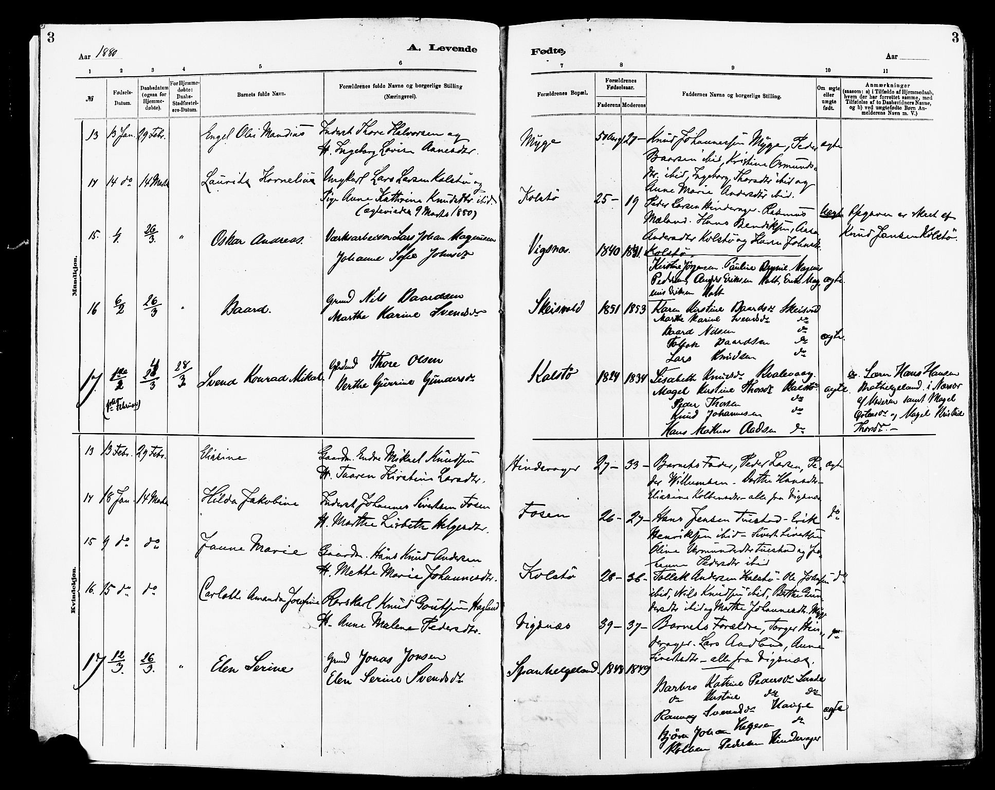 Avaldsnes sokneprestkontor, SAST/A -101851/H/Ha/Haa/L0014: Parish register (official) no. A 14, 1880-1889, p. 3