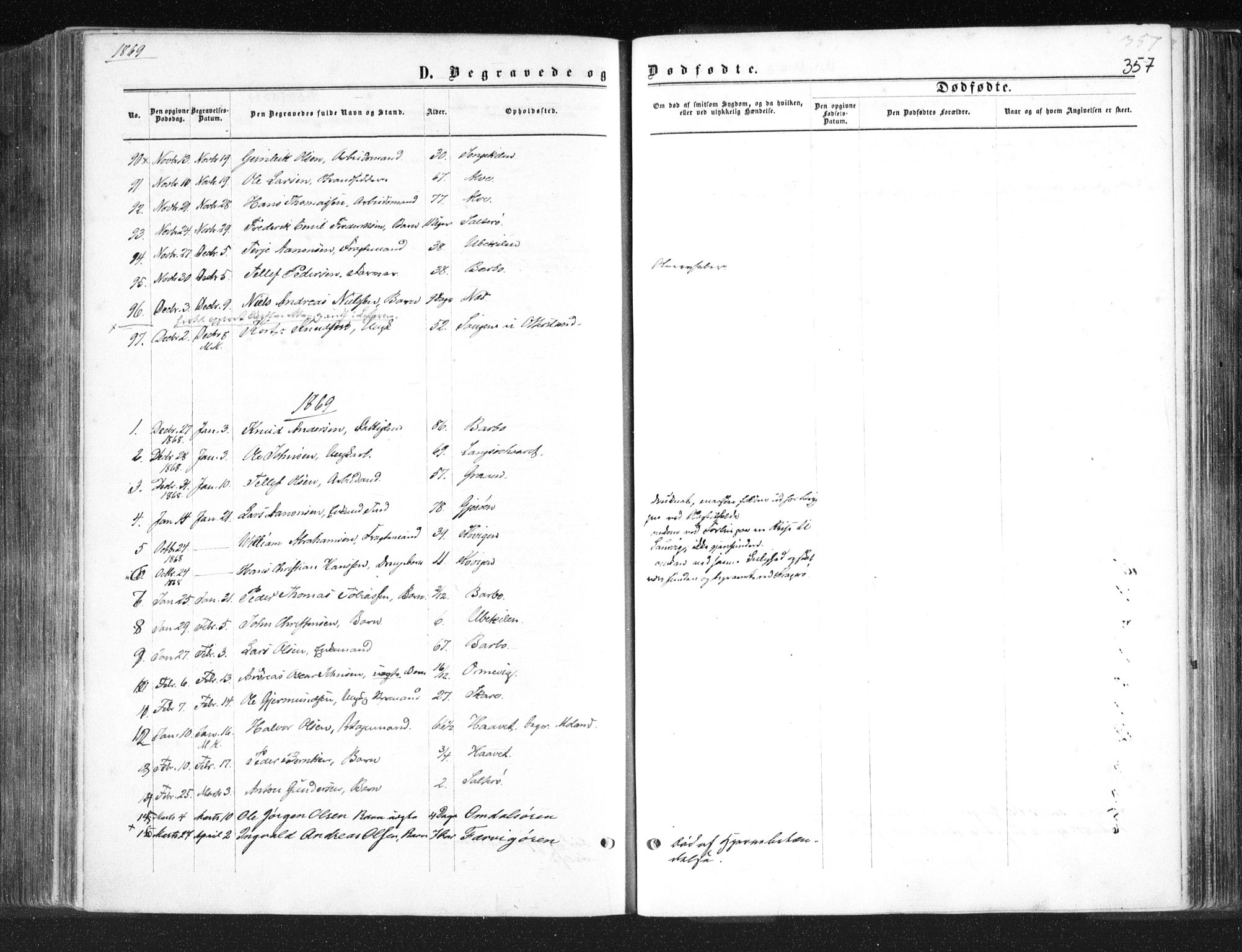 Tromøy sokneprestkontor, SAK/1111-0041/F/Fa/L0007: Parish register (official) no. A 7, 1864-1869, p. 357