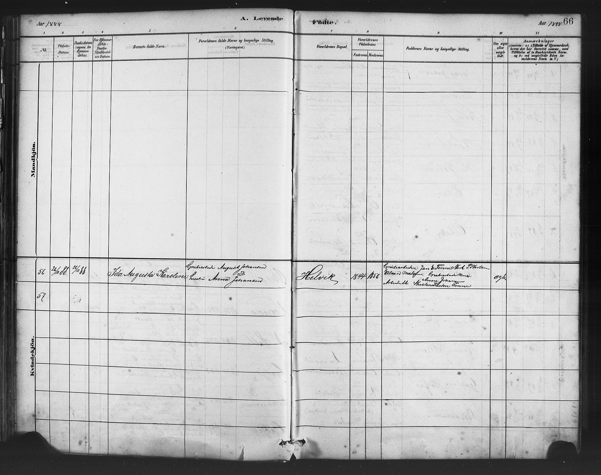 Finnås sokneprestembete, AV/SAB-A-99925/H/Ha/Haa/Haac/L0001: Parish register (official) no. C 1, 1881-1894, p. 66