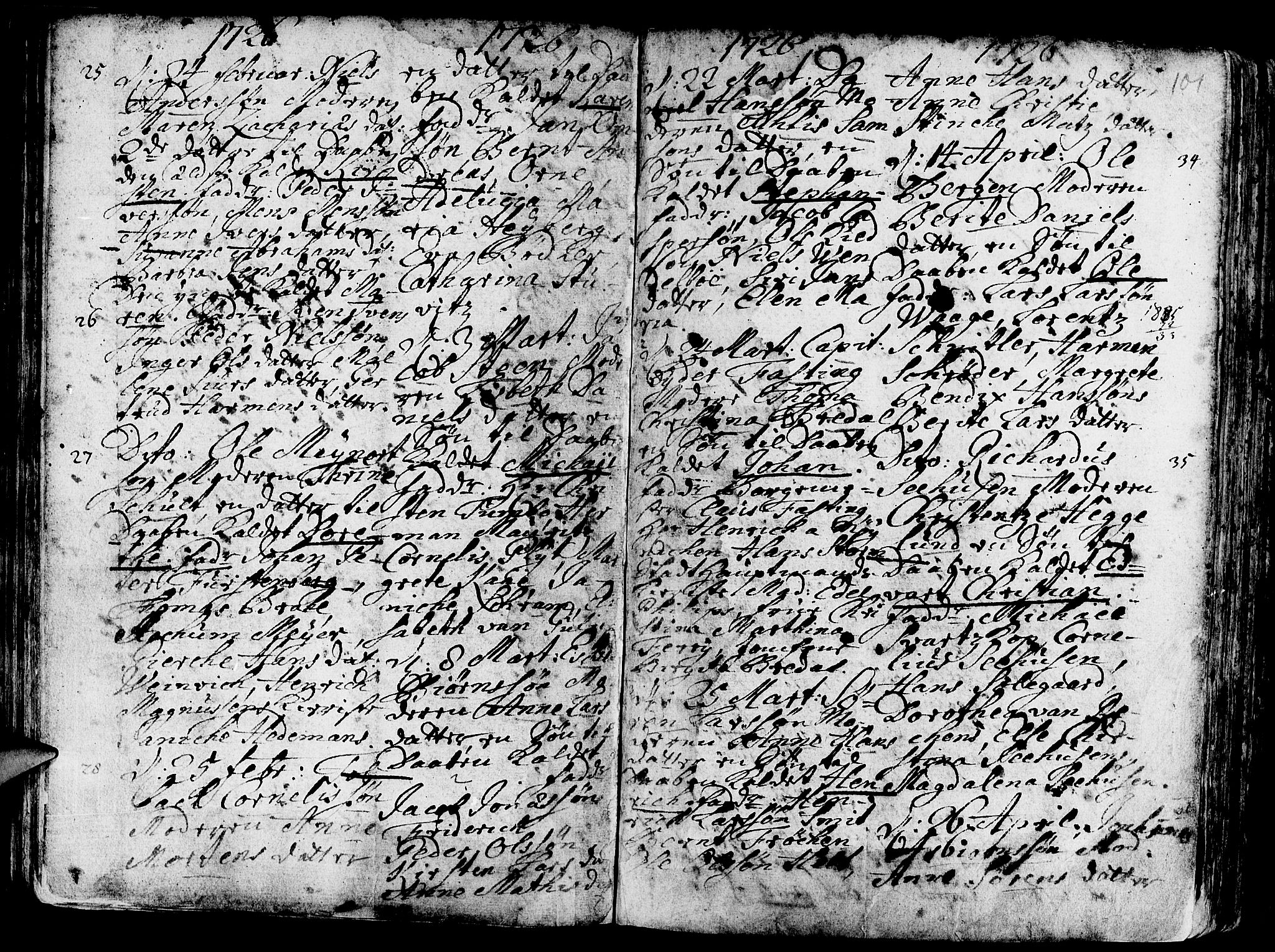 Nykirken Sokneprestembete, AV/SAB-A-77101/H/Haa/L0003: Parish register (official) no. A 3, 1717-1764, p. 101