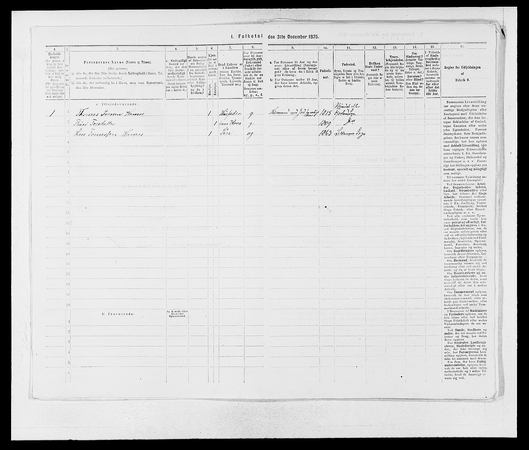 SAB, 1875 census for 1419P Leikanger, 1875, p. 106