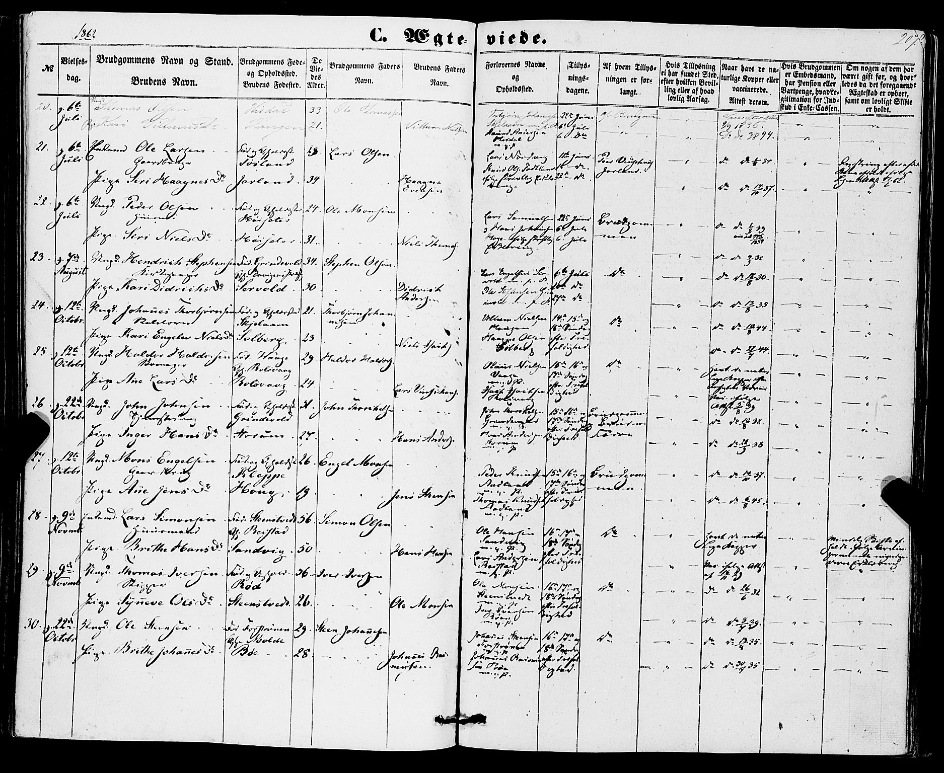 Os sokneprestembete, SAB/A-99929: Parish register (official) no. A 17, 1860-1873, p. 207