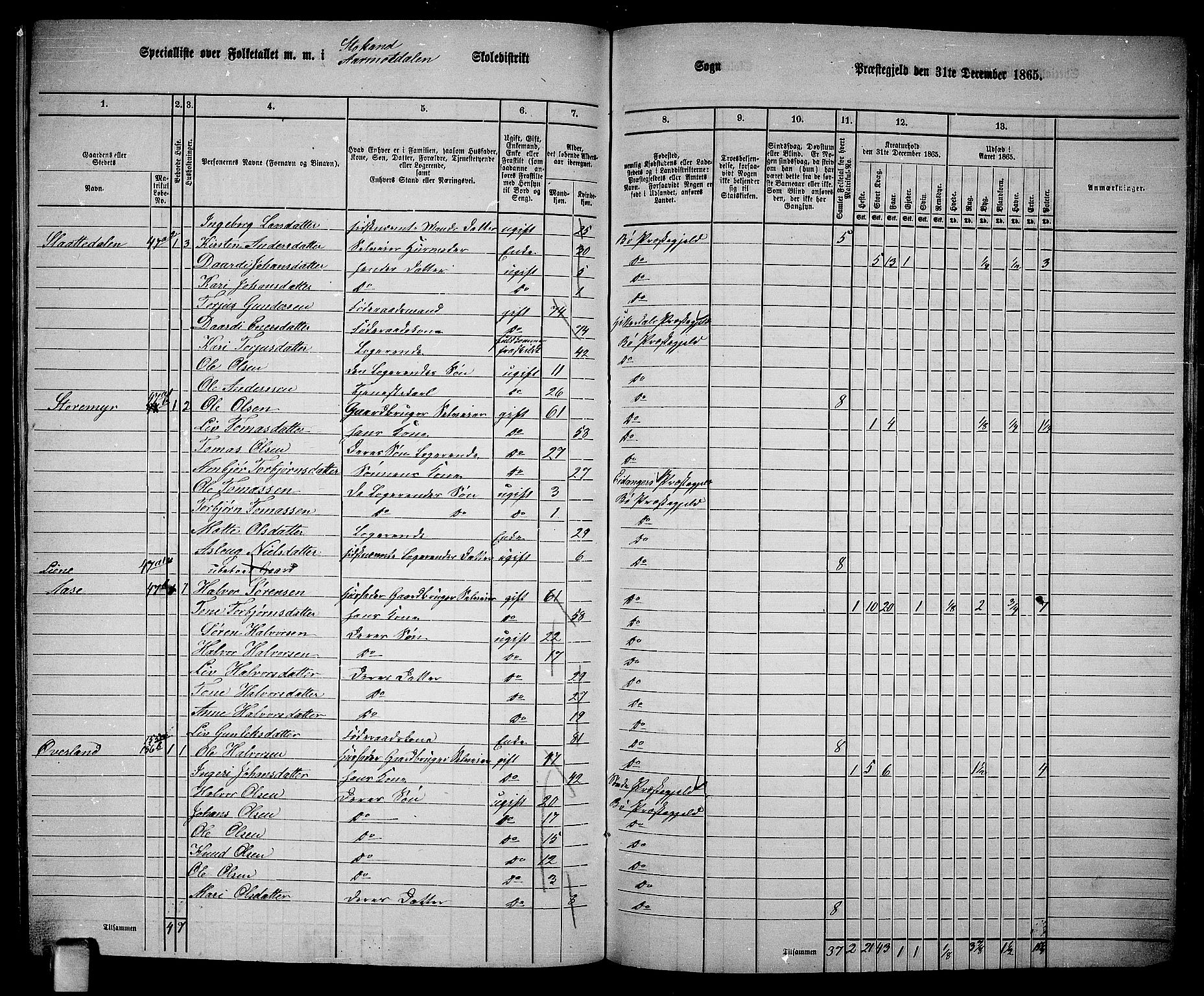 RA, 1865 census for Bø, 1865, p. 193