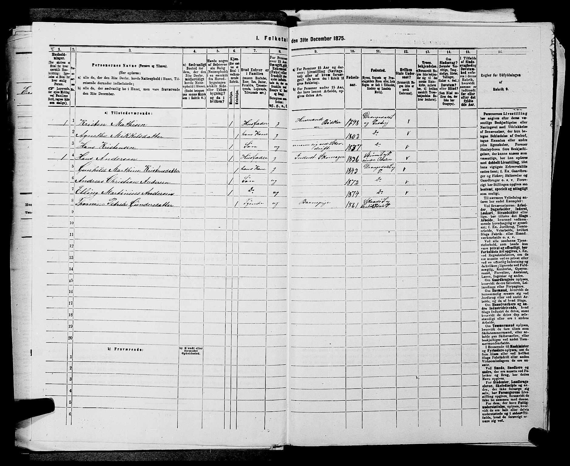 SAKO, 1875 census for 0817P Drangedal, 1875, p. 397