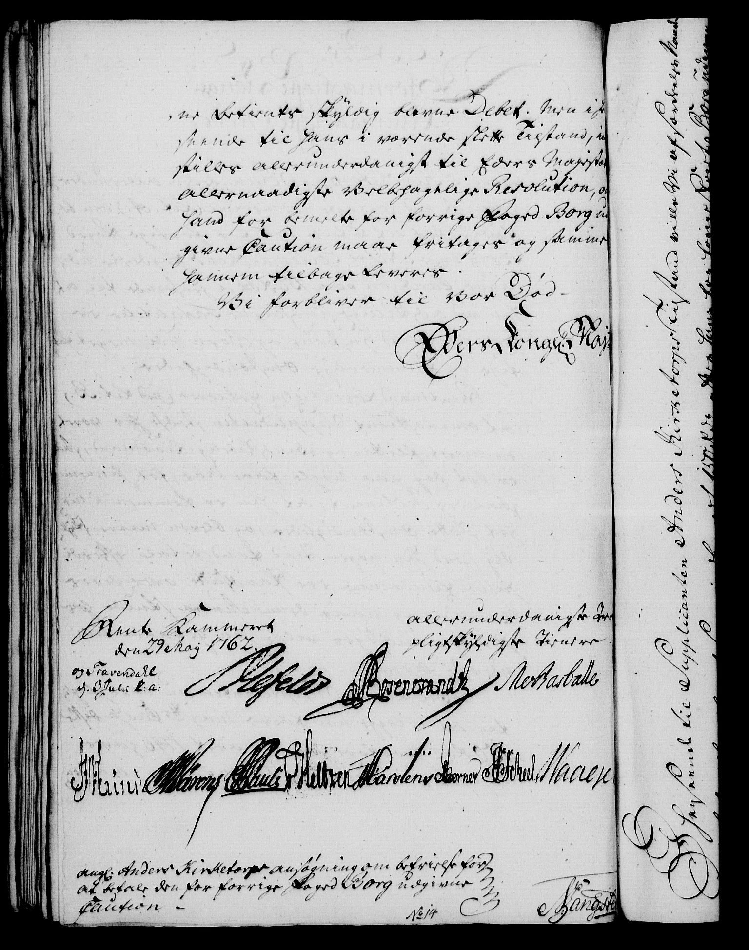 Rentekammeret, Kammerkanselliet, AV/RA-EA-3111/G/Gf/Gfa/L0044: Norsk relasjons- og resolusjonsprotokoll (merket RK 52.44), 1762, p. 308