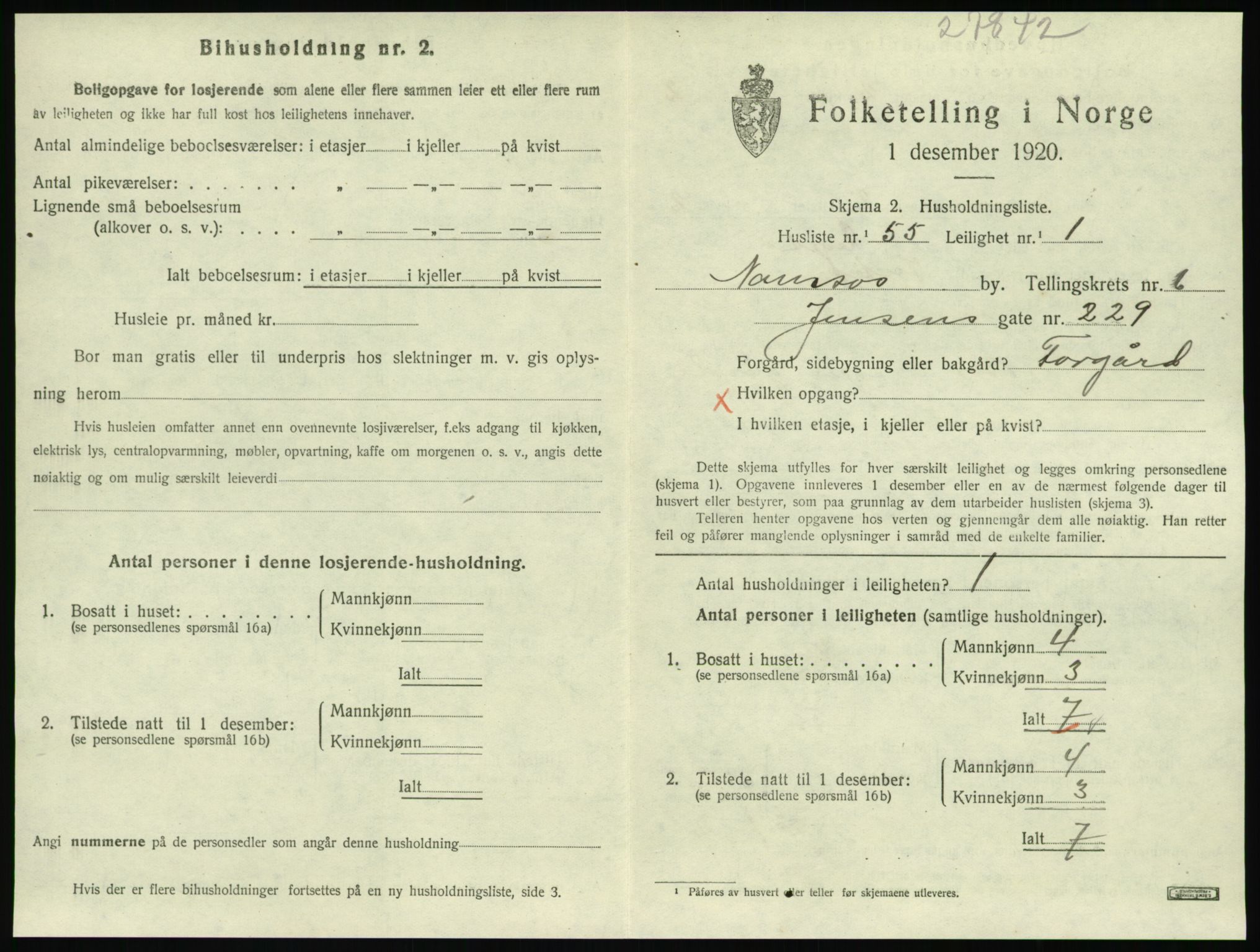 SAT, 1920 census for Namsos, 1920, p. 1985