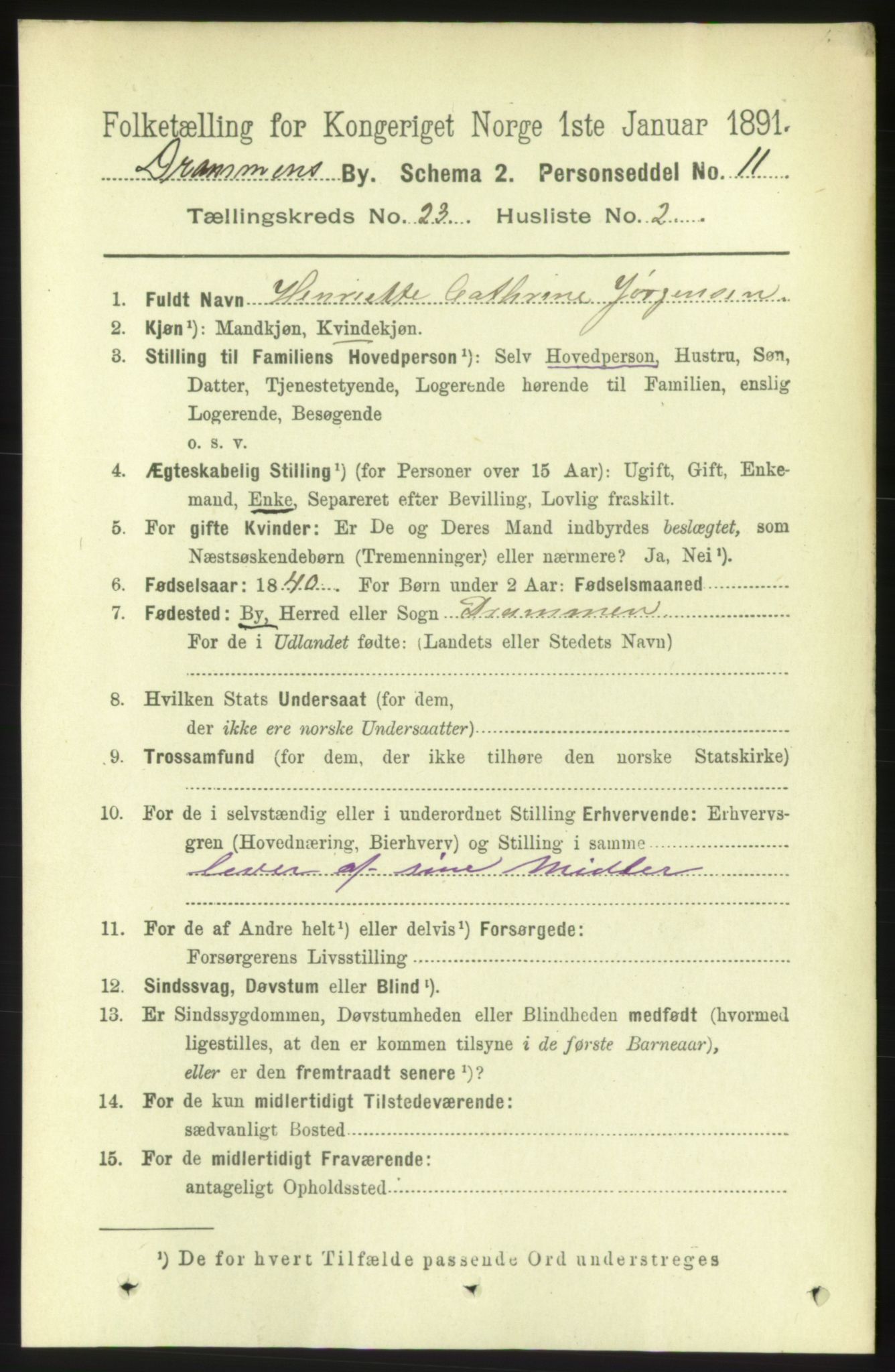 RA, 1891 census for 0602 Drammen, 1891, p. 14071