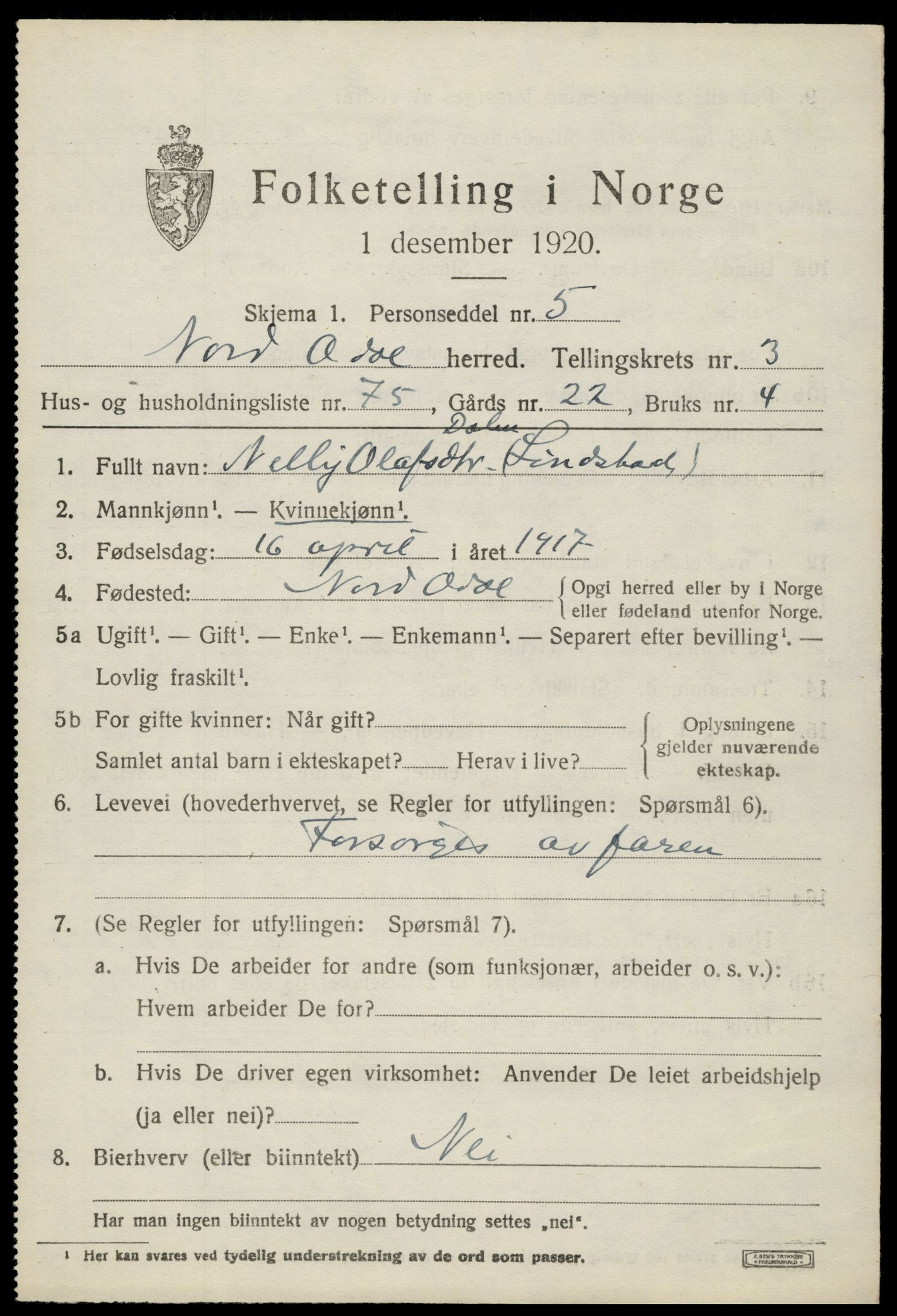 SAH, 1920 census for Nord-Odal, 1920, p. 4641