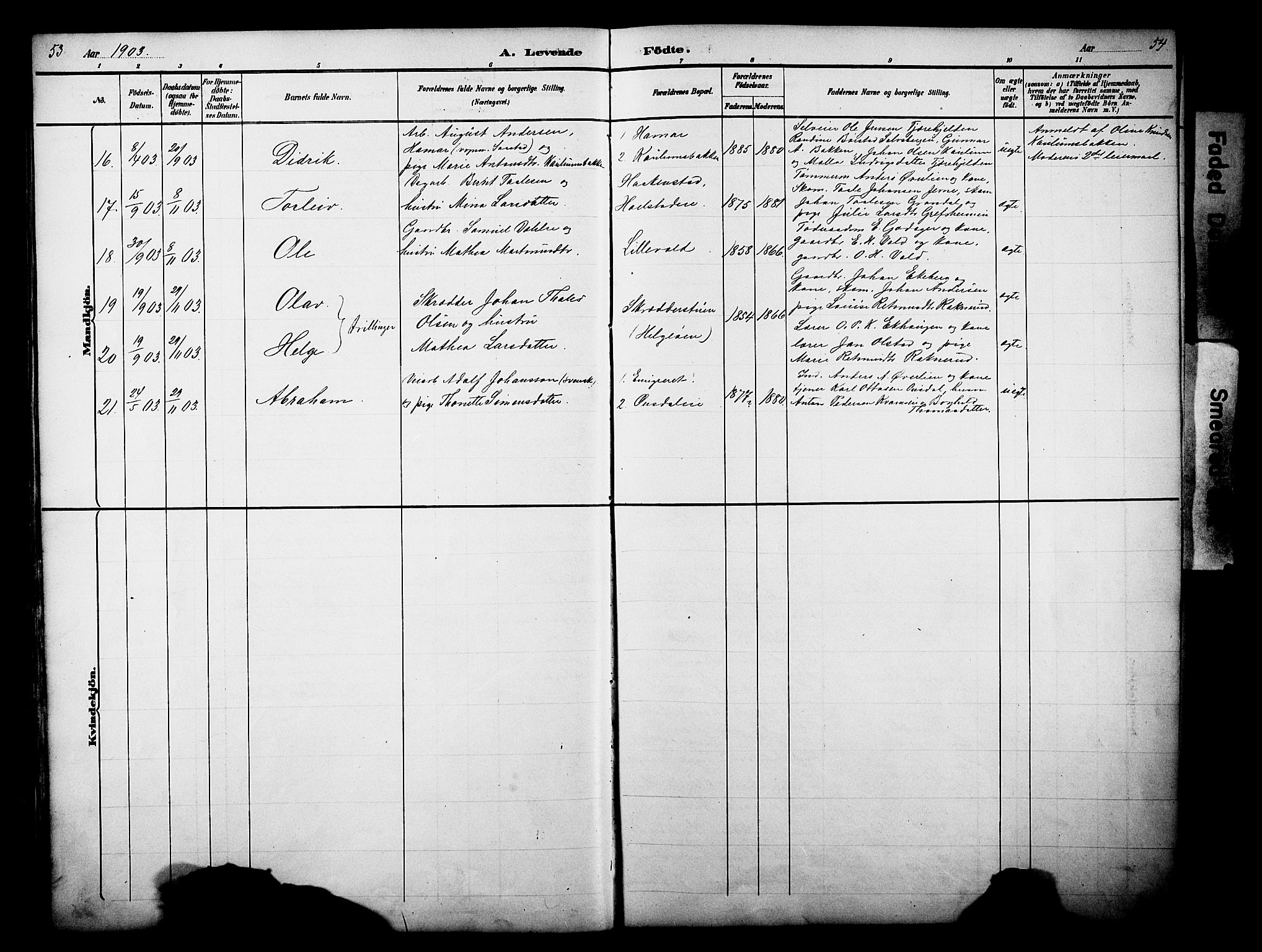 Nes prestekontor, Hedmark, SAH/PREST-020/L/La/L0006: Parish register (copy) no. 6, 1890-1932, p. 53-54