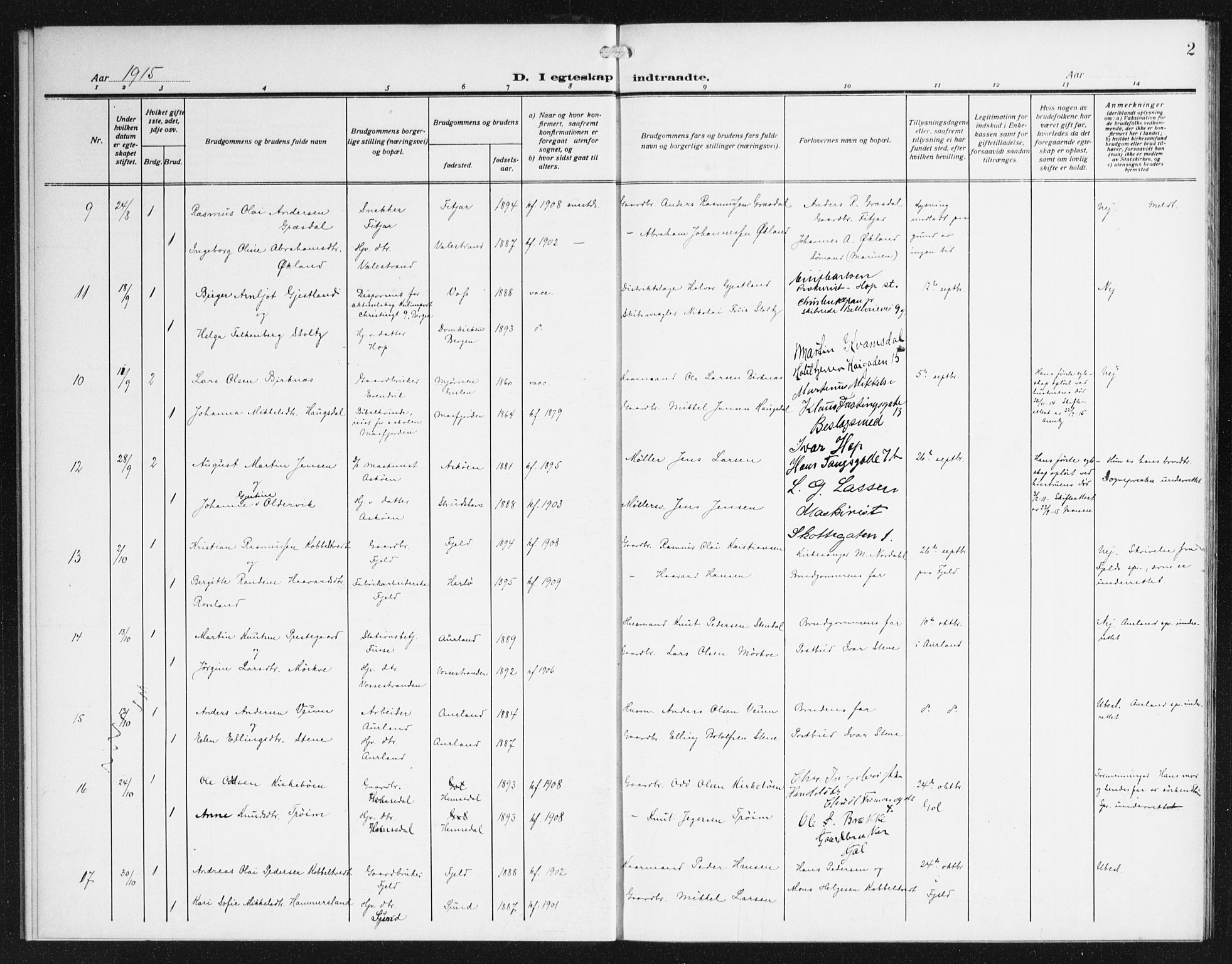 Domkirken sokneprestembete, AV/SAB-A-74801/H/Haa/L0067: Curate's parish register no. A 5, 1915-1934, p. 2