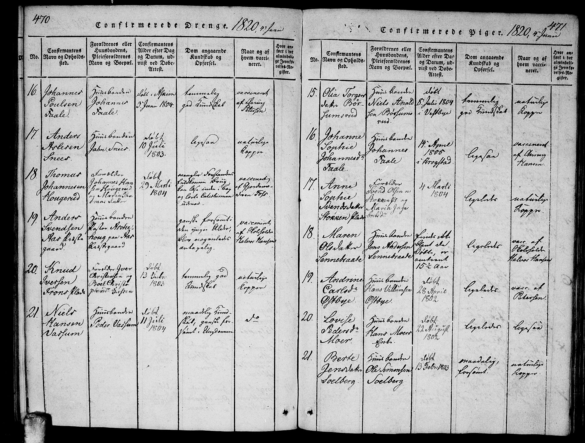 Ås prestekontor Kirkebøker, AV/SAO-A-10894/F/Fa/L0004: Parish register (official) no. I 4, 1818-1826, p. 470-471