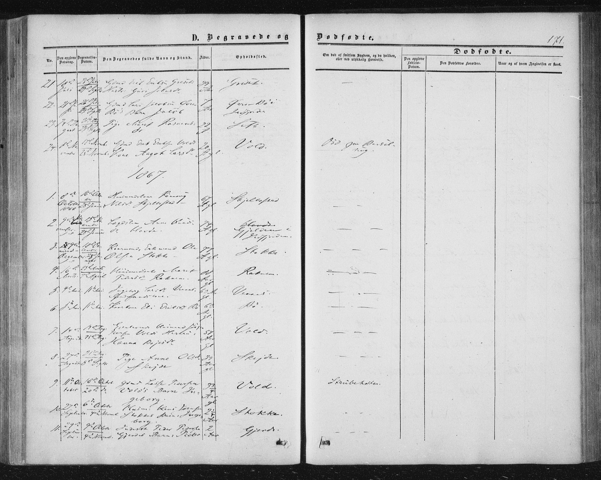 Ministerialprotokoller, klokkerbøker og fødselsregistre - Møre og Romsdal, AV/SAT-A-1454/543/L0562: Parish register (official) no. 543A02, 1854-1884, p. 171