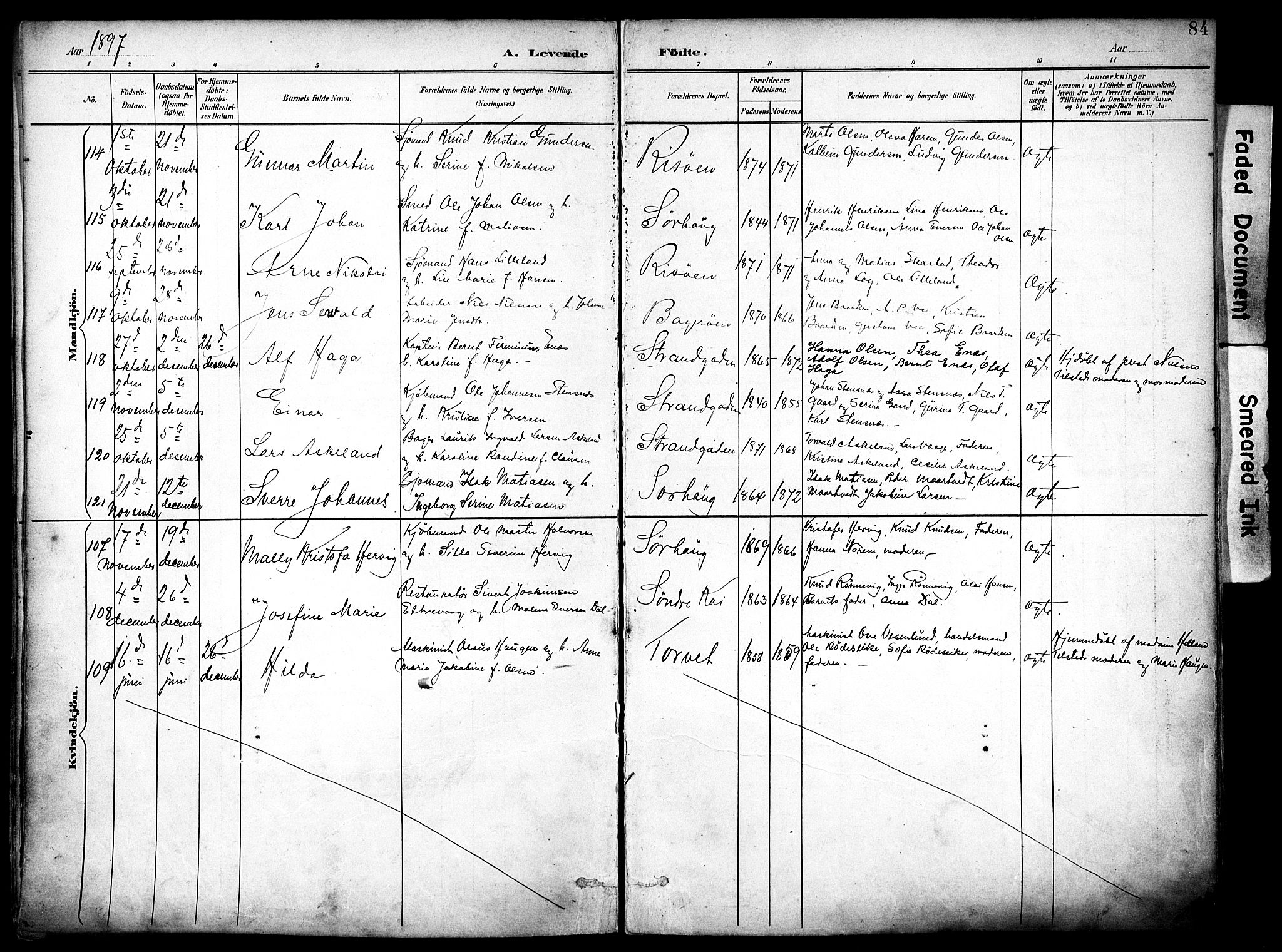 Haugesund sokneprestkontor, SAST/A -101863/H/Ha/Haa/L0006: Parish register (official) no. A 6, 1891-1907, p. 84