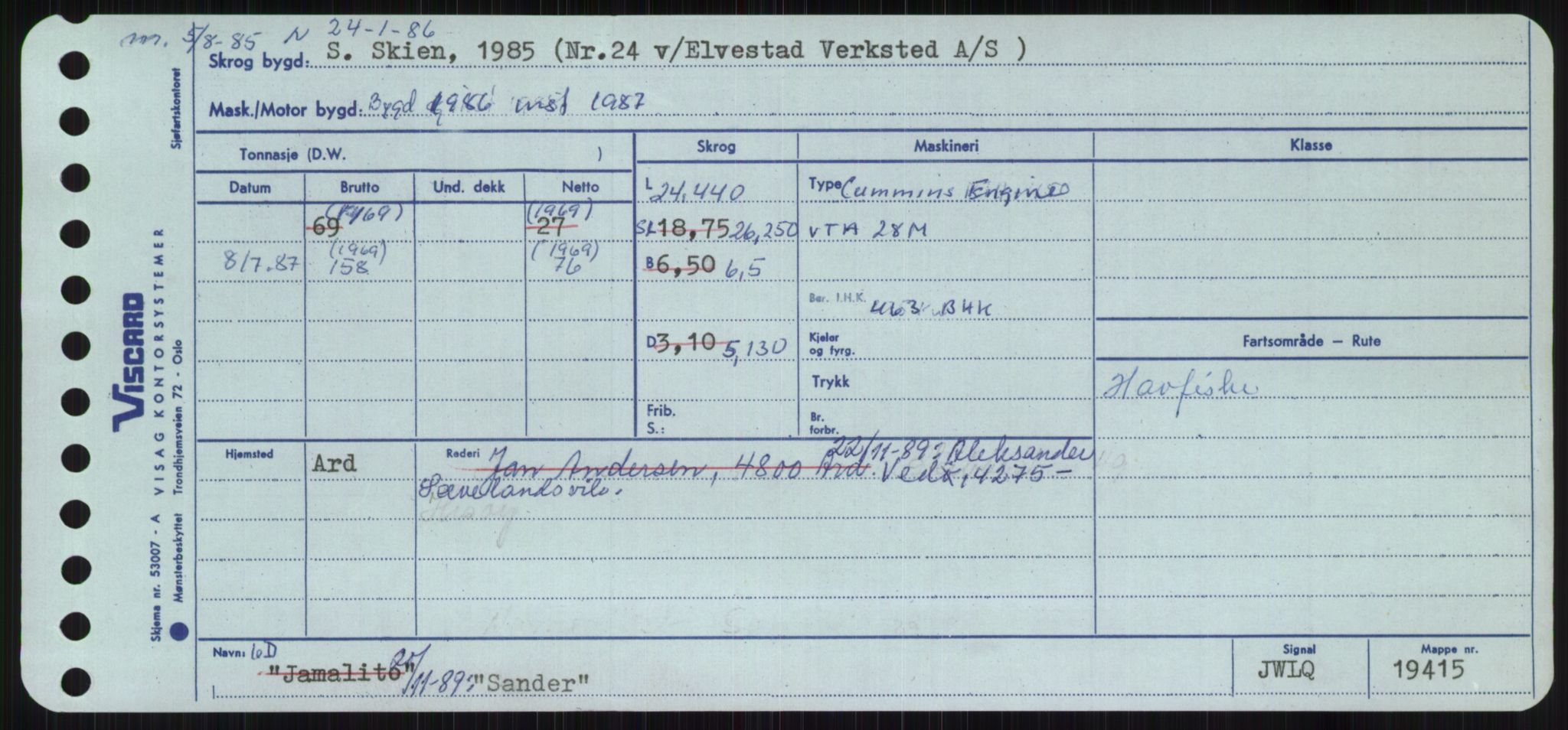 Sjøfartsdirektoratet med forløpere, Skipsmålingen, RA/S-1627/H/Ha/L0005/0001: Fartøy, S-Sven / Fartøy, S-Skji, p. 129