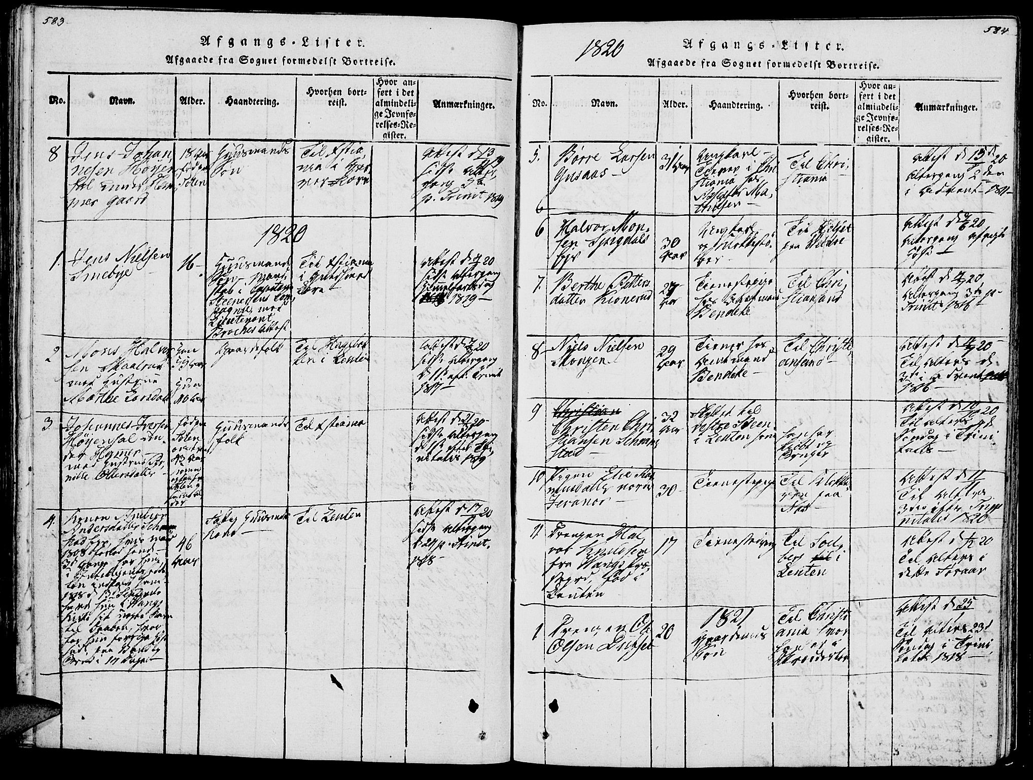 Vang prestekontor, Hedmark, SAH/PREST-008/H/Ha/Haa/L0007: Parish register (official) no. 7, 1813-1826, p. 583-584
