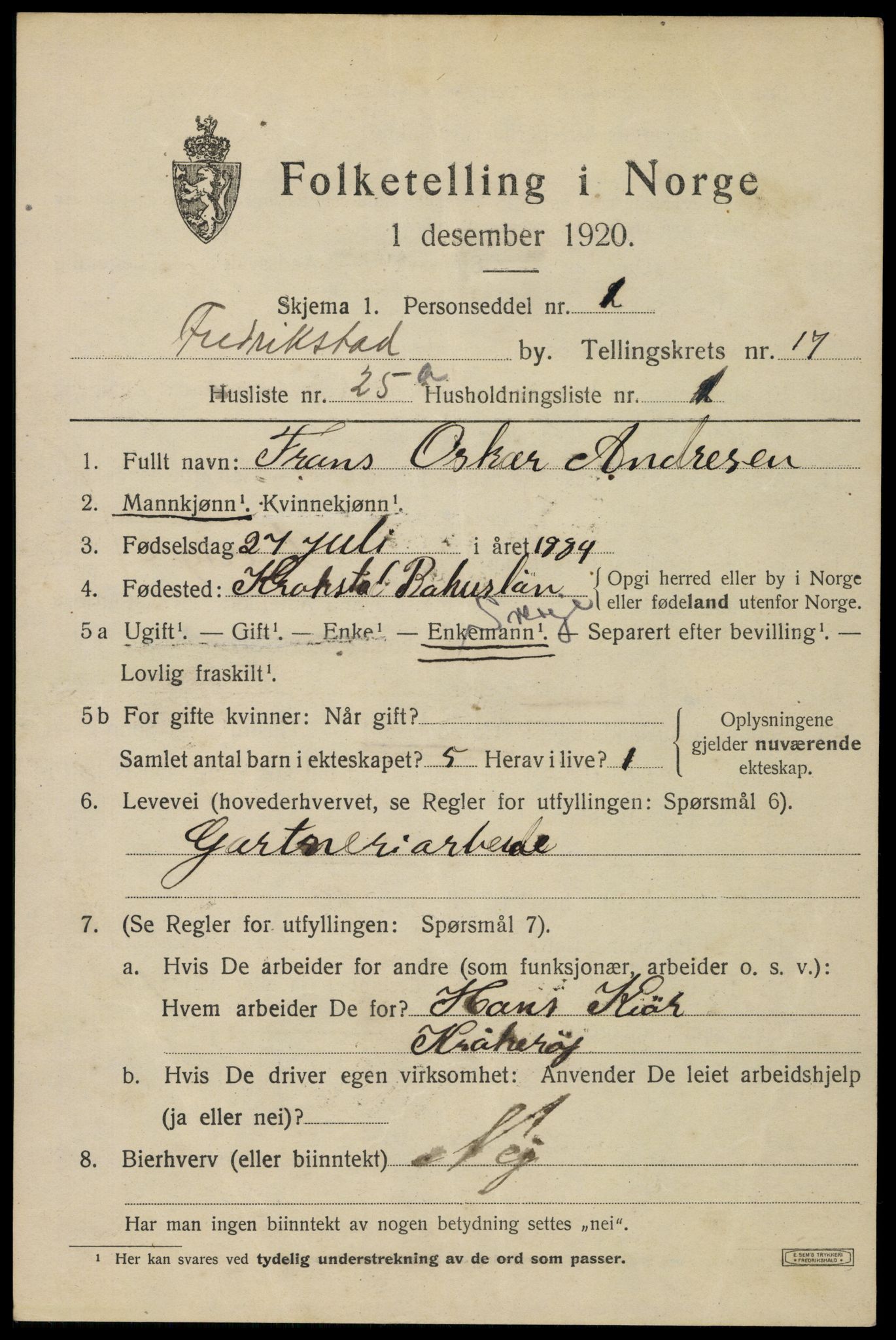 SAO, 1920 census for Fredrikstad, 1920, p. 39247