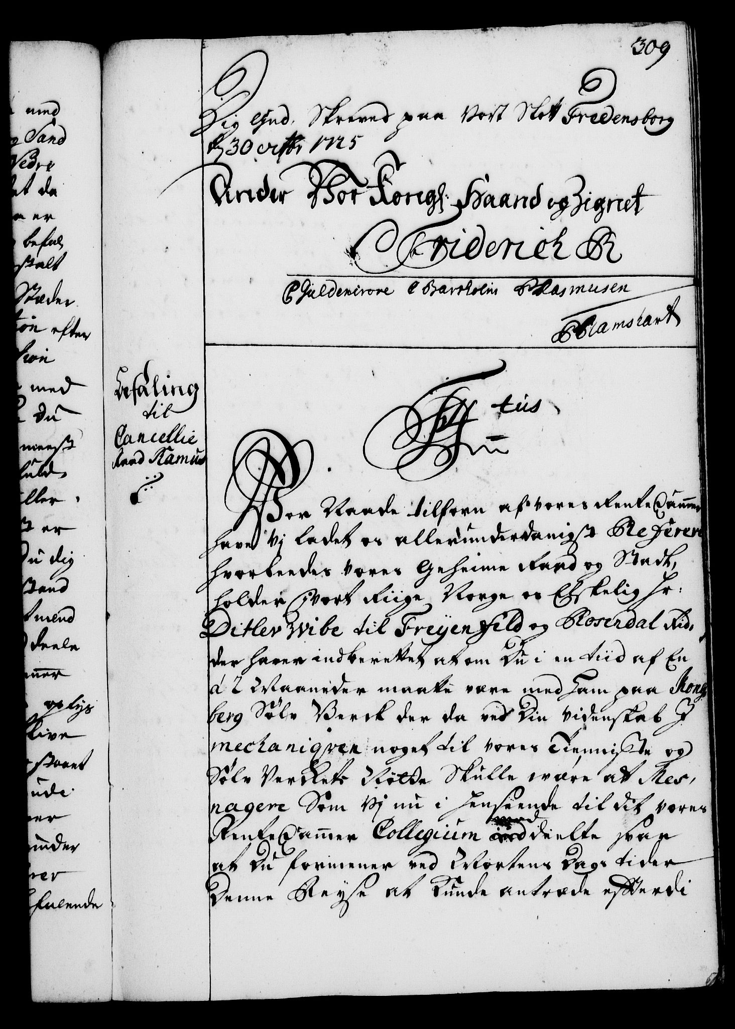 Rentekammeret, Kammerkanselliet, RA/EA-3111/G/Gg/Gga/L0002: Norsk ekspedisjonsprotokoll med register (merket RK 53.2), 1723-1727, p. 309