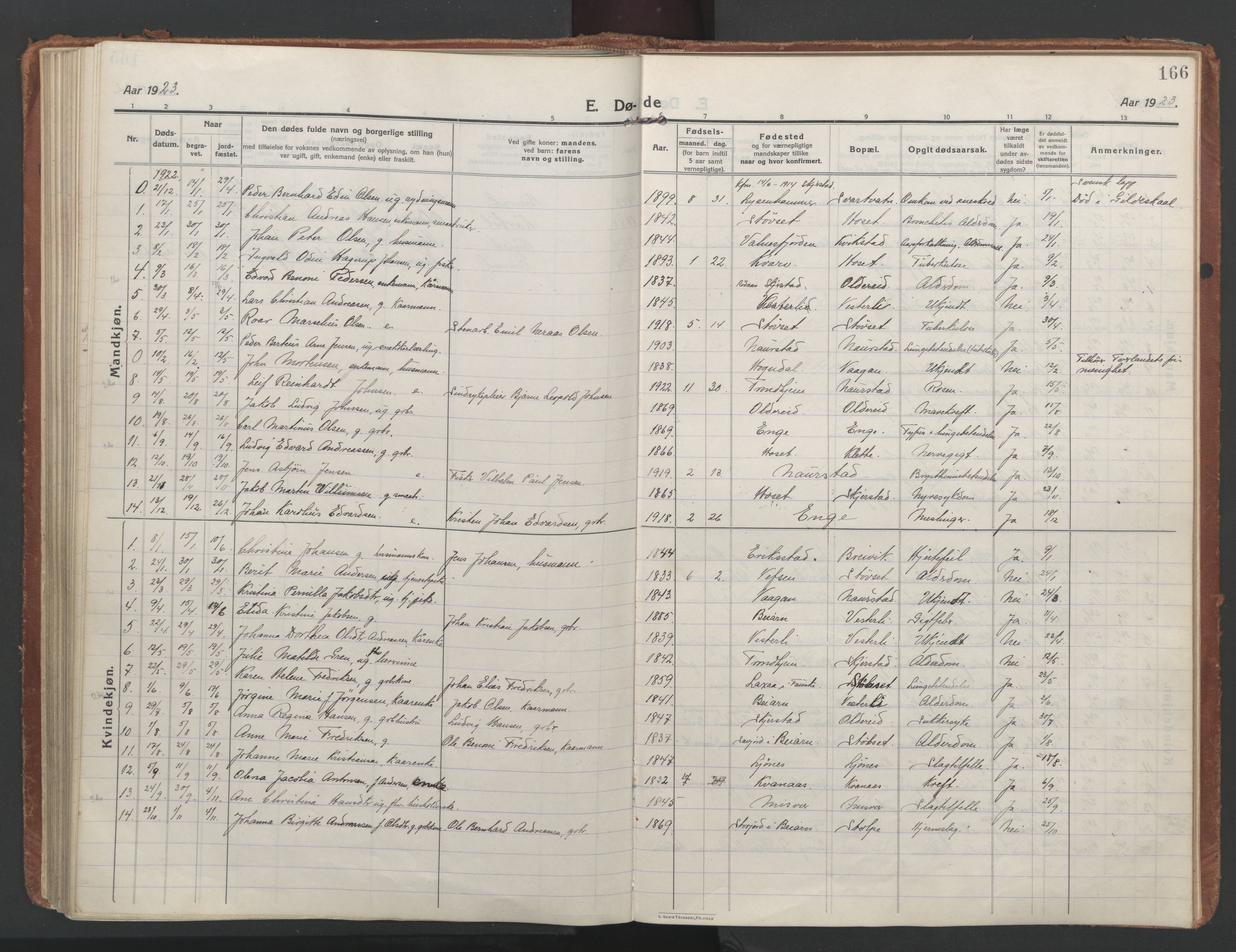 Ministerialprotokoller, klokkerbøker og fødselsregistre - Nordland, SAT/A-1459/852/L0748: Parish register (official) no. 852A18, 1913-1932, p. 166