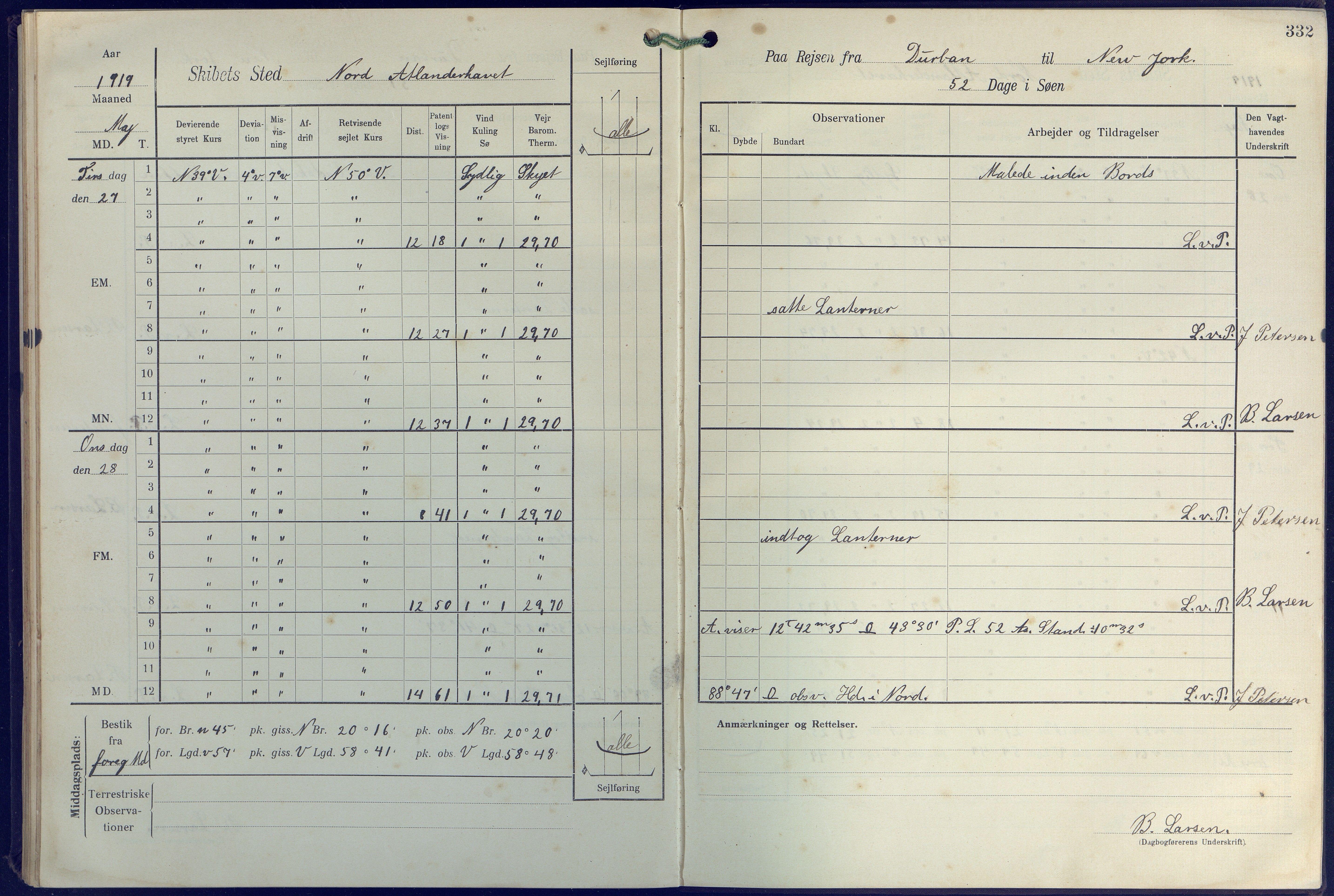 Fartøysarkivet, AAKS/PA-1934/F/L0271: Pehr Ugland (bark), 1917-1919, p. 332