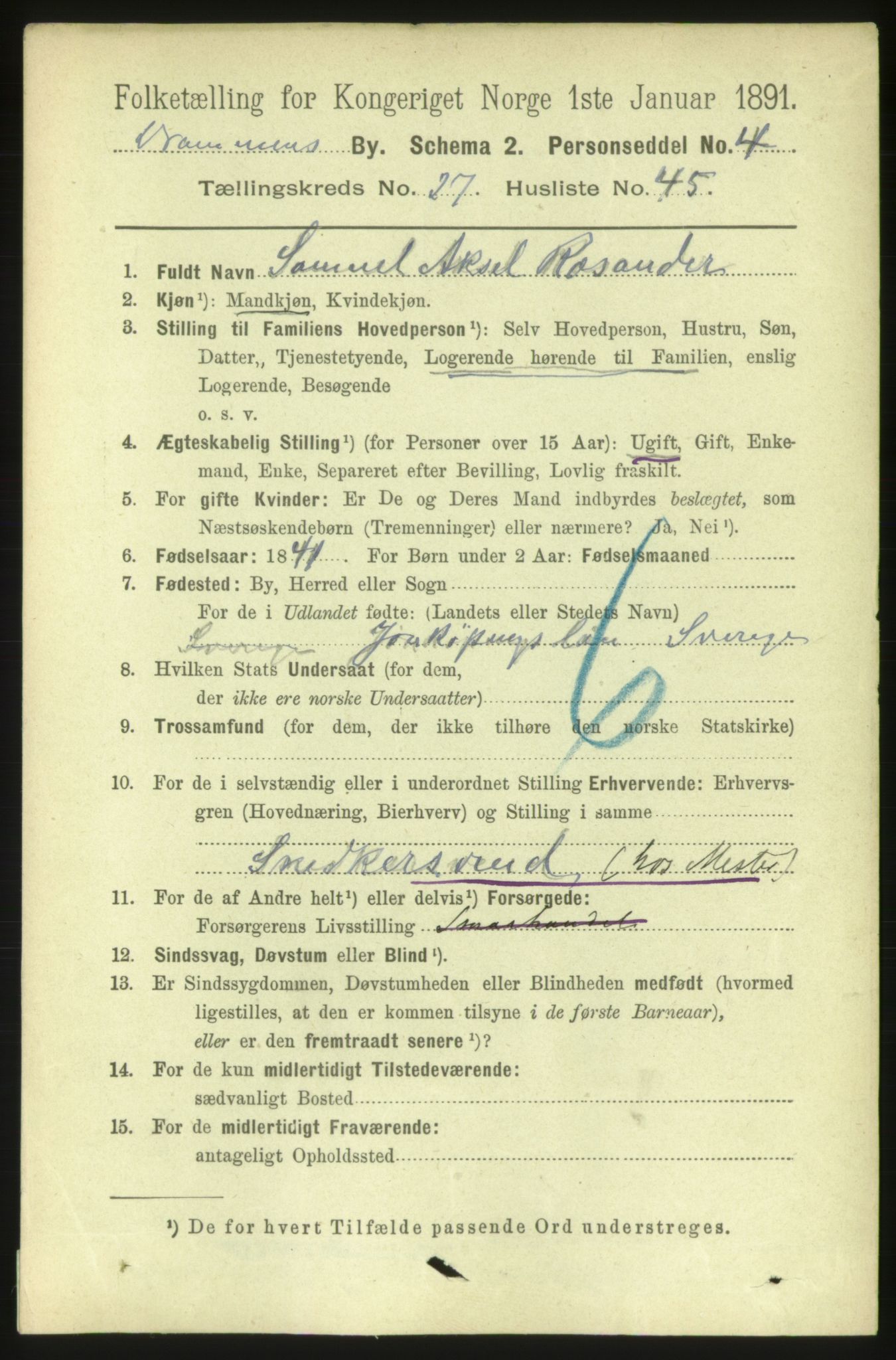 RA, 1891 census for 0602 Drammen, 1891, p. 16723