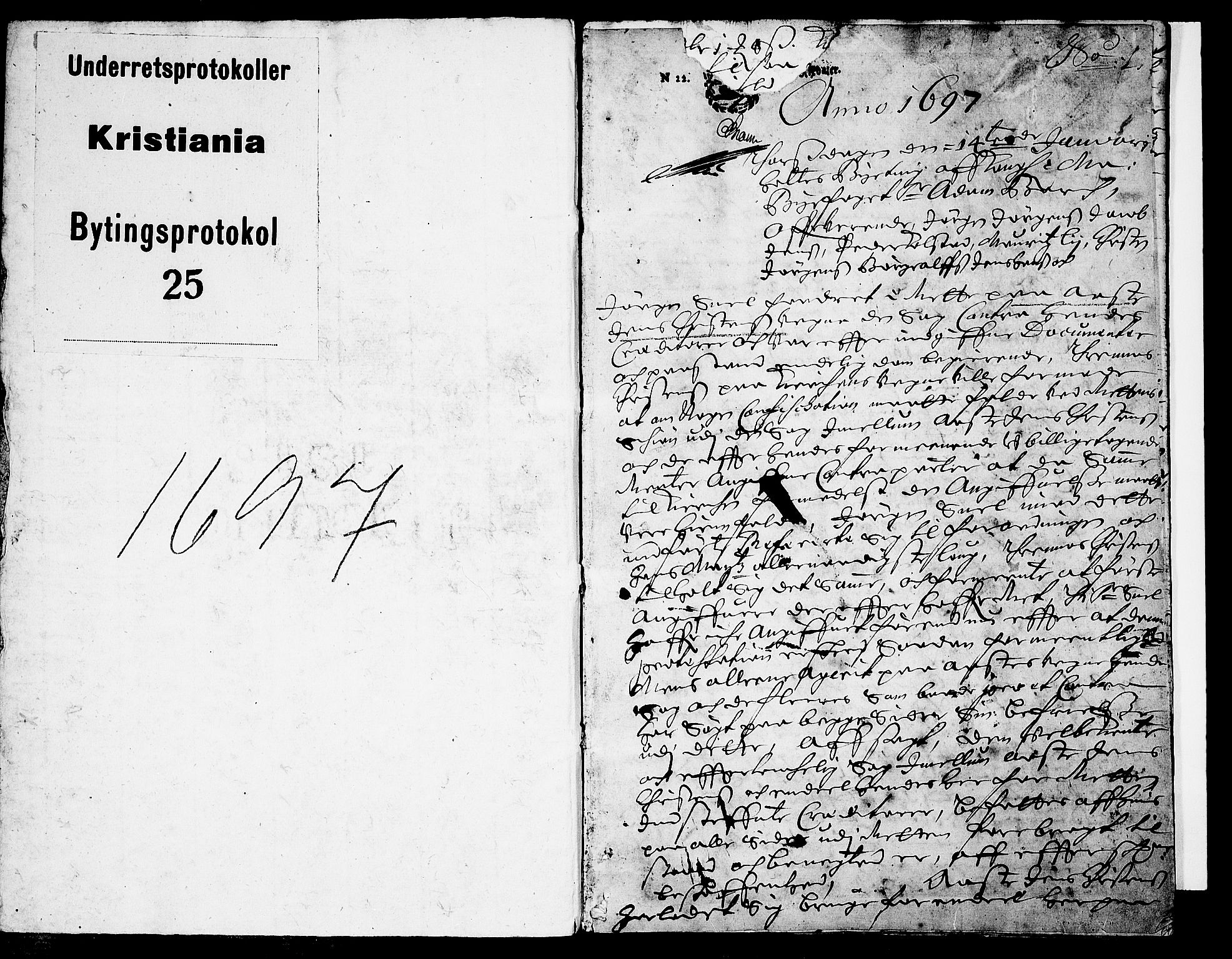 Christiania byfogd, SAO/A-11543/F/Fb/L0025: Tingbok, 1697, p. 0b-1a
