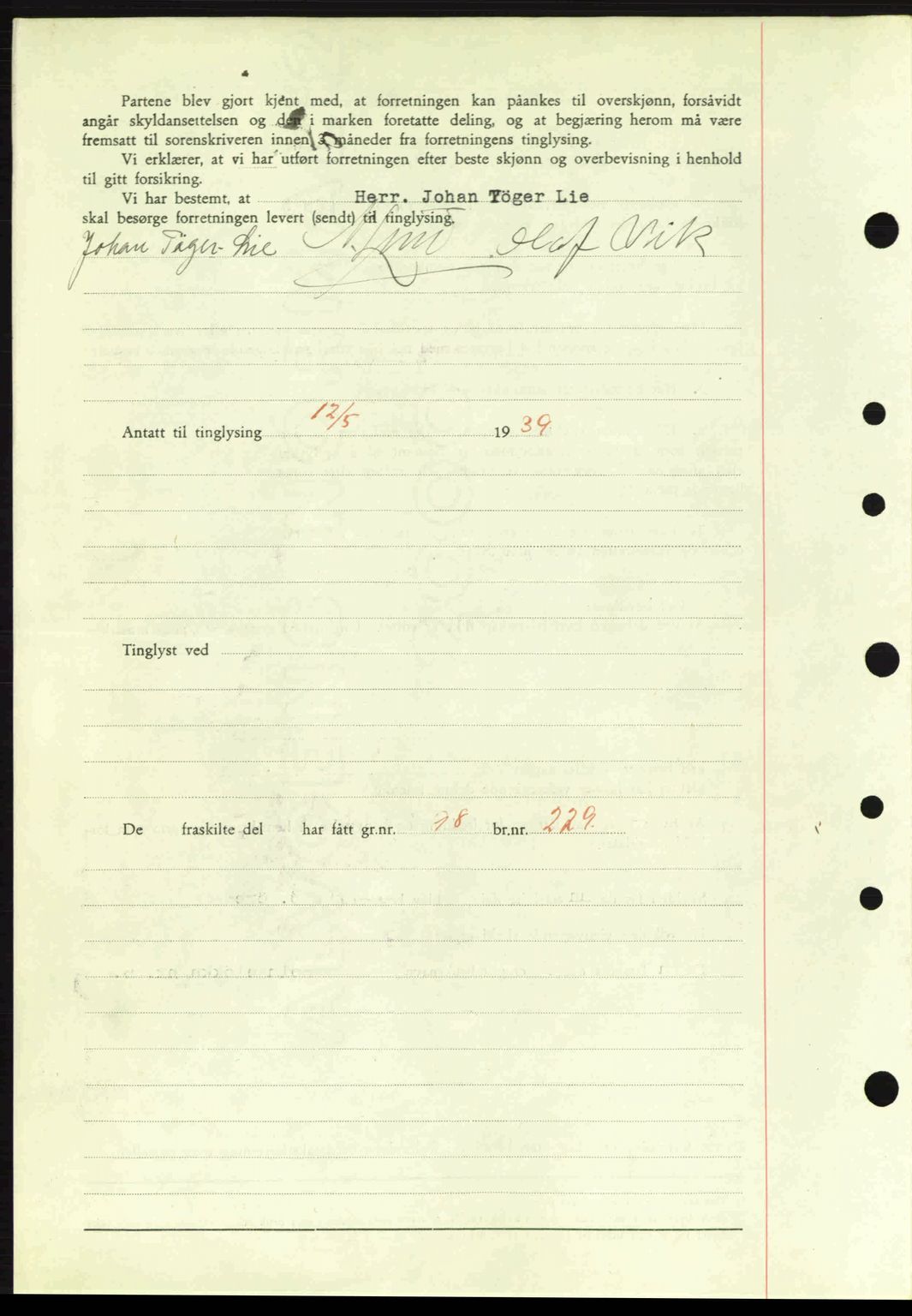 Idd og Marker sorenskriveri, AV/SAO-A-10283/G/Gb/Gbb/L0003: Mortgage book no. A3, 1938-1939, Diary no: : 642/1939