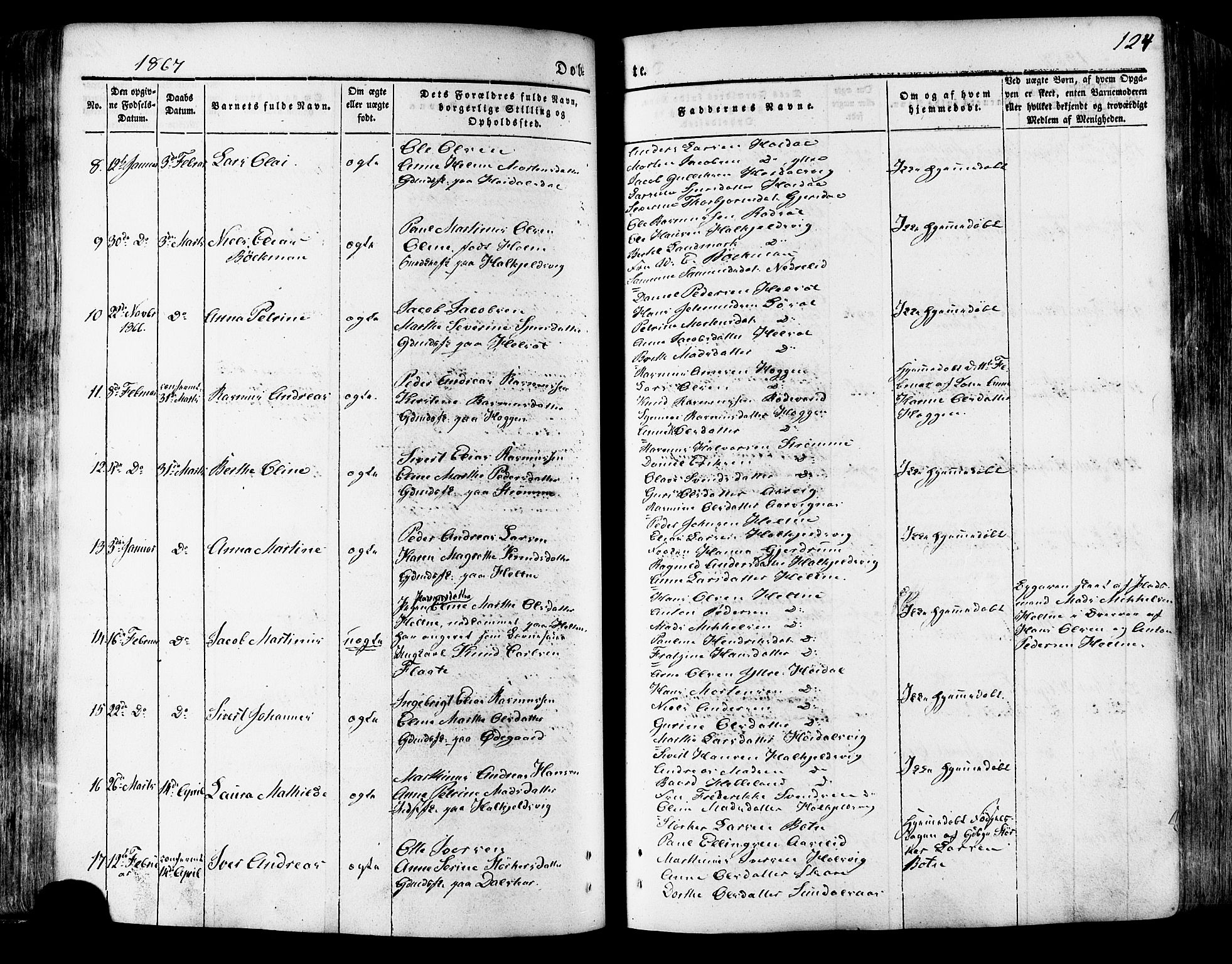 Ministerialprotokoller, klokkerbøker og fødselsregistre - Møre og Romsdal, SAT/A-1454/511/L0140: Parish register (official) no. 511A07, 1851-1878, p. 124