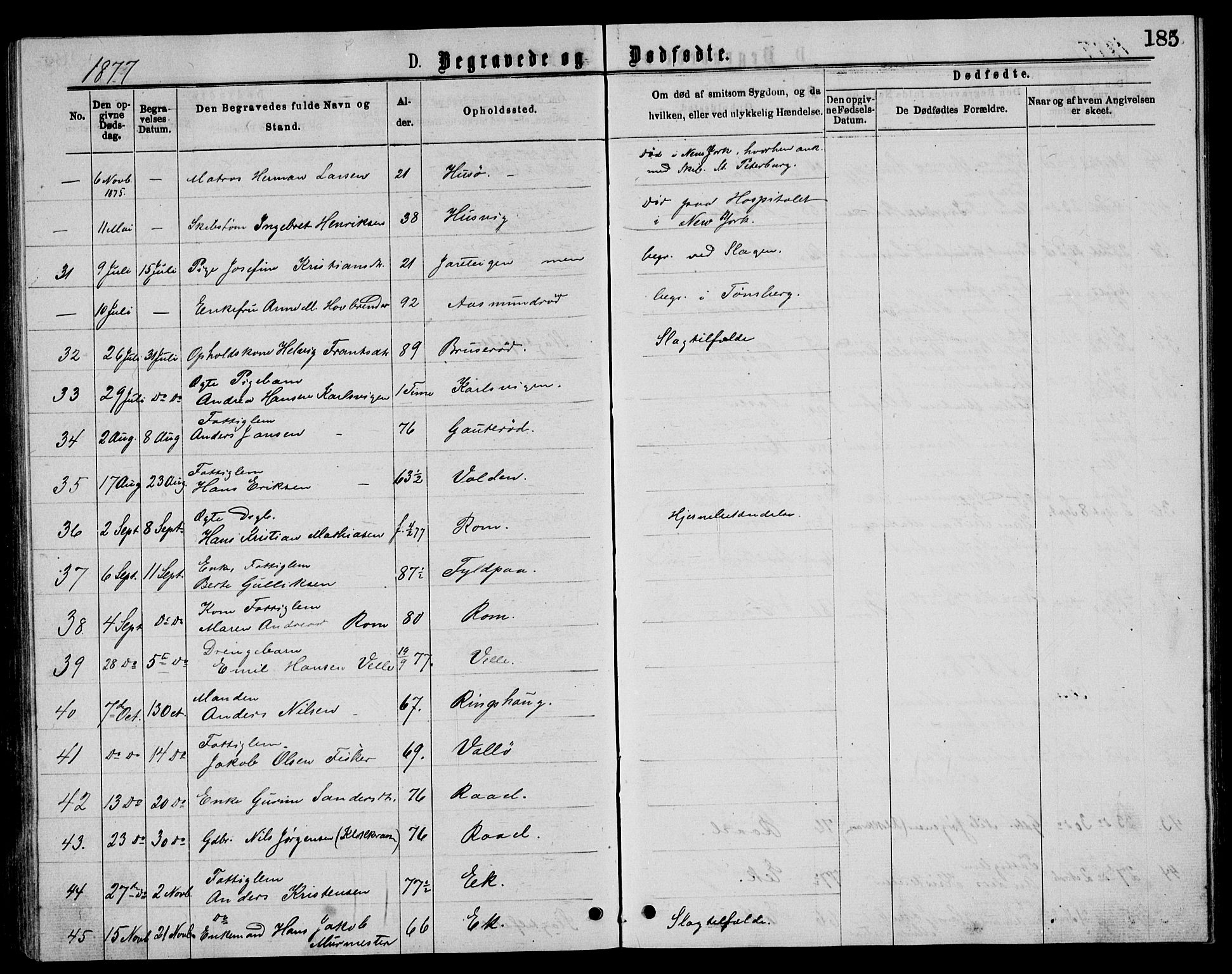 Sem kirkebøker, AV/SAKO-A-5/G/Gb/L0001: Parish register (copy) no. II 1, 1877-1885, p. 185
