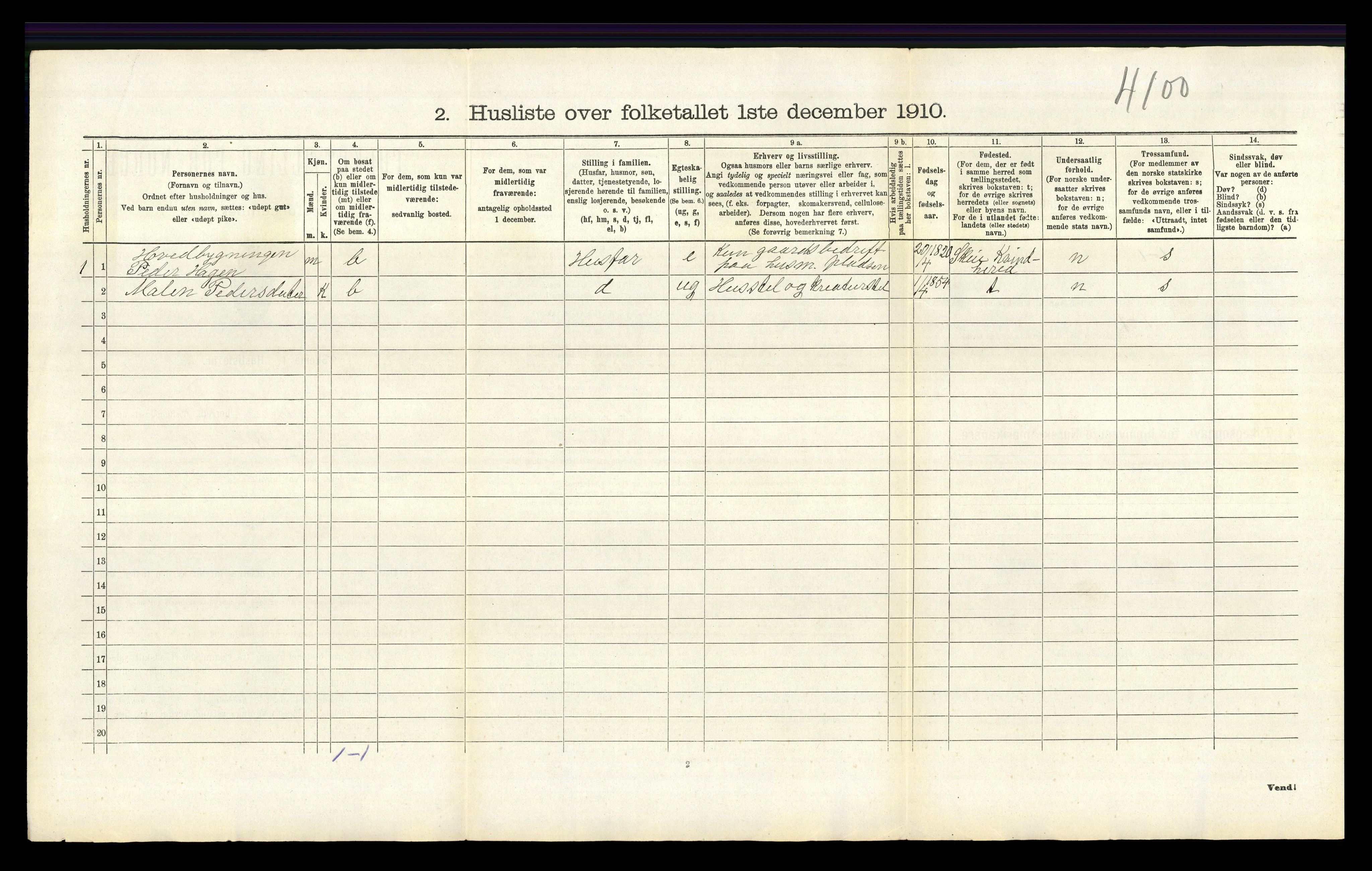 RA, 1910 census for Vikedal, 1910, p. 242