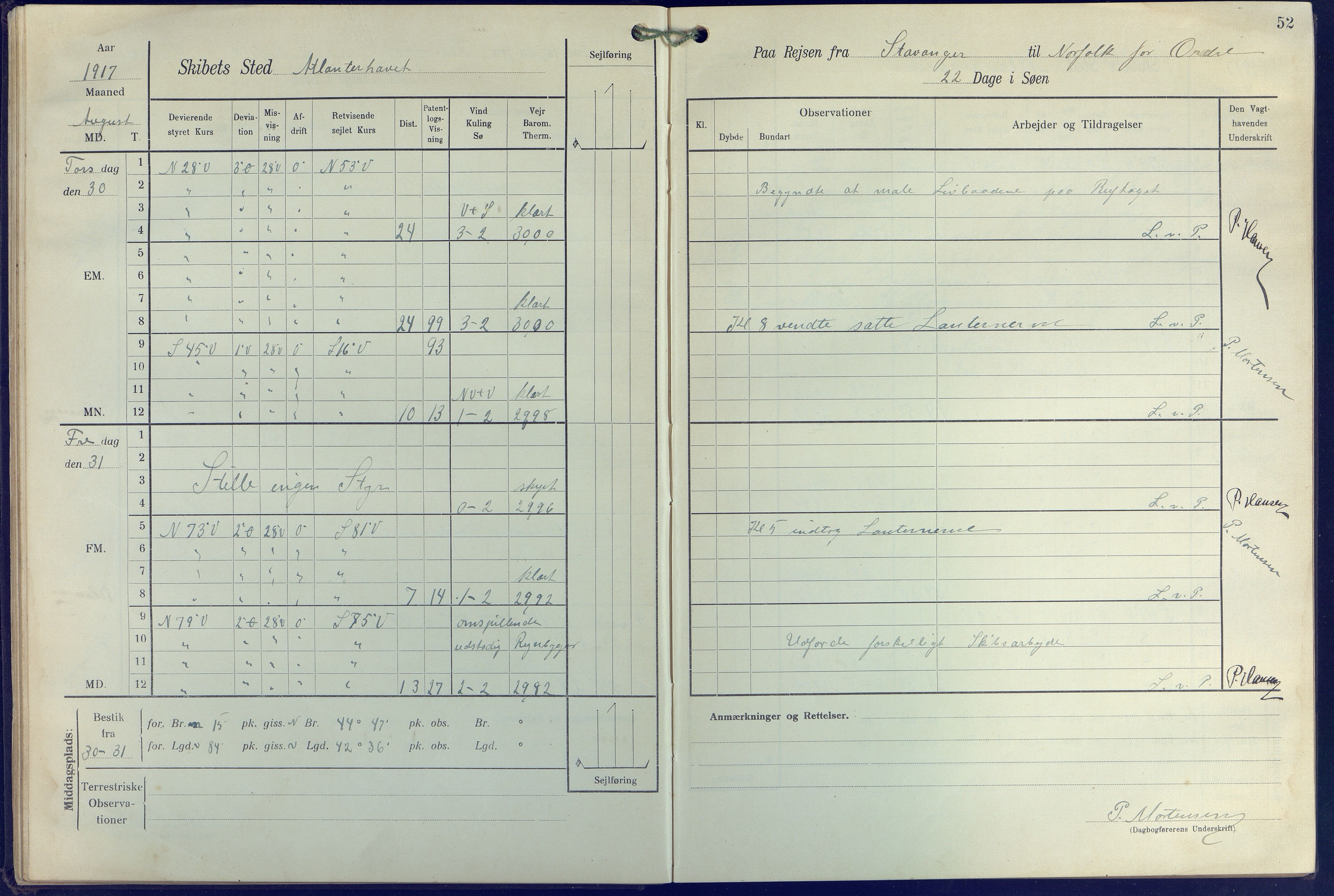 Fartøysarkivet, AAKS/PA-1934/F/L0271: Pehr Ugland (bark), 1917-1919, p. 52