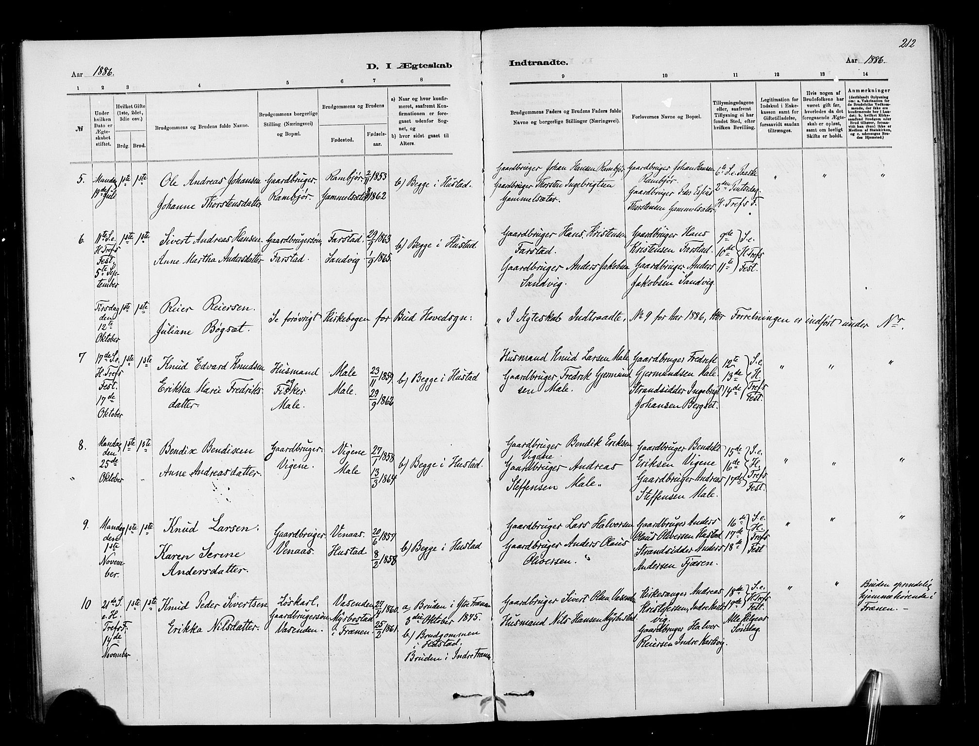 Ministerialprotokoller, klokkerbøker og fødselsregistre - Møre og Romsdal, AV/SAT-A-1454/567/L0778: Parish register (official) no. 567A01, 1881-1903, p. 212